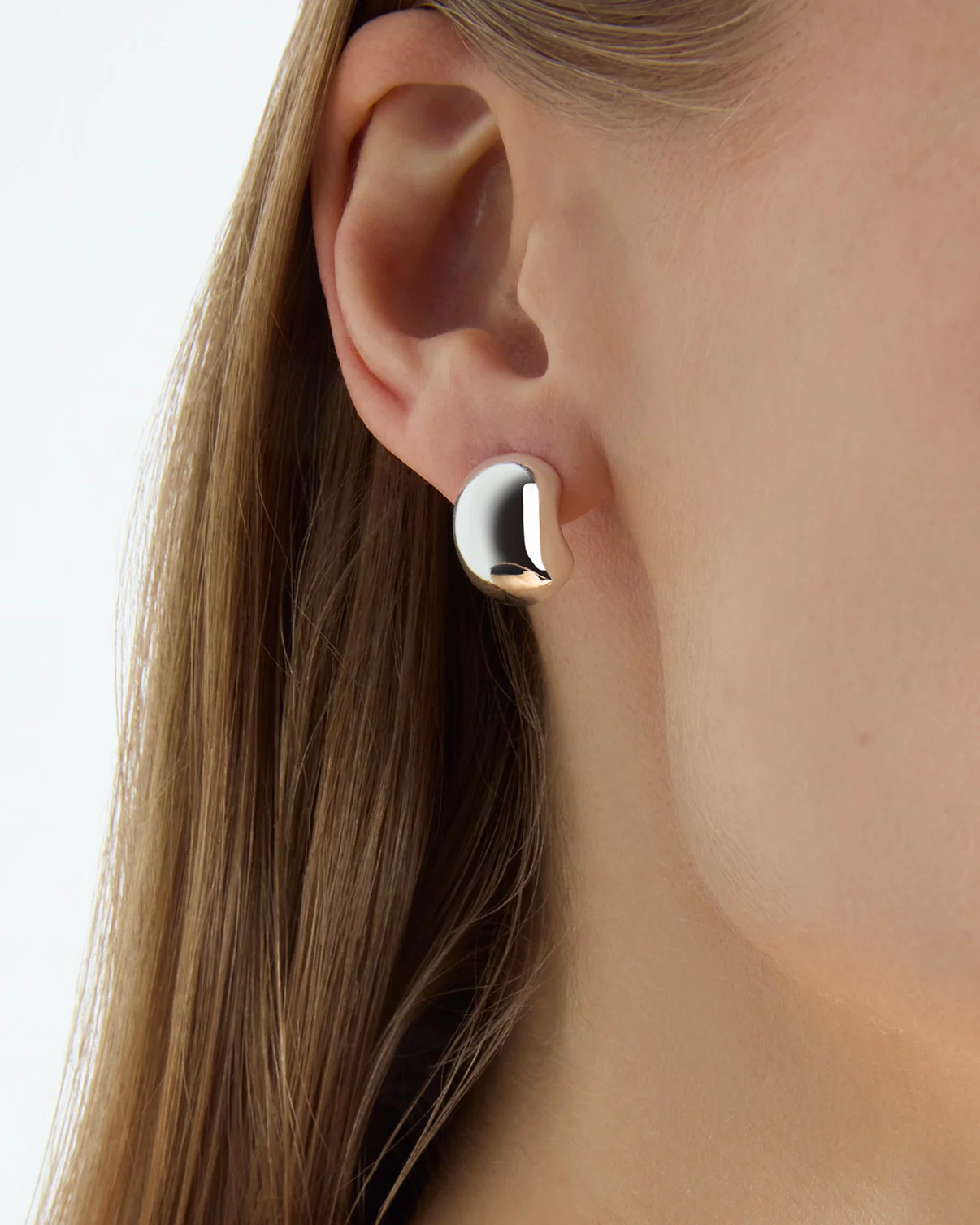 Clean Chubby Hoop Studs in Silver