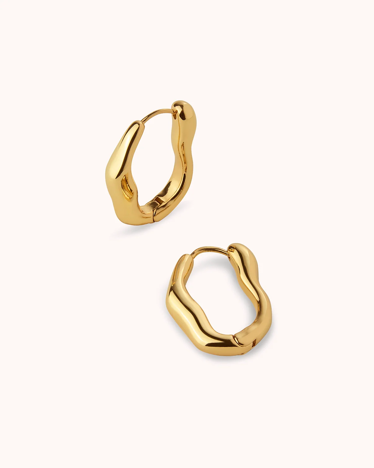 Chunky Molten Long Hoop Earrings in Gold - Image 3