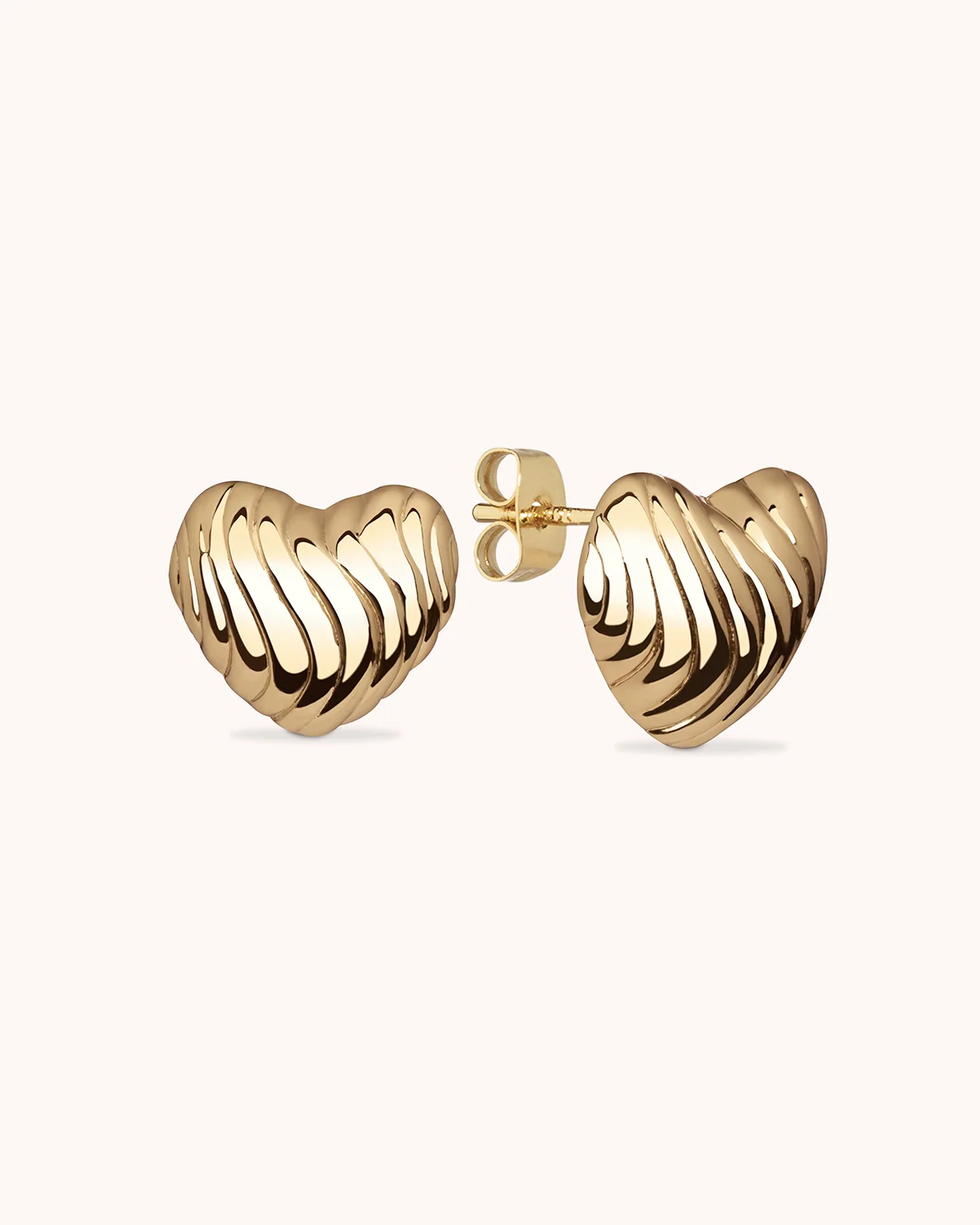 Puff Heart Stud Earrings in Gold