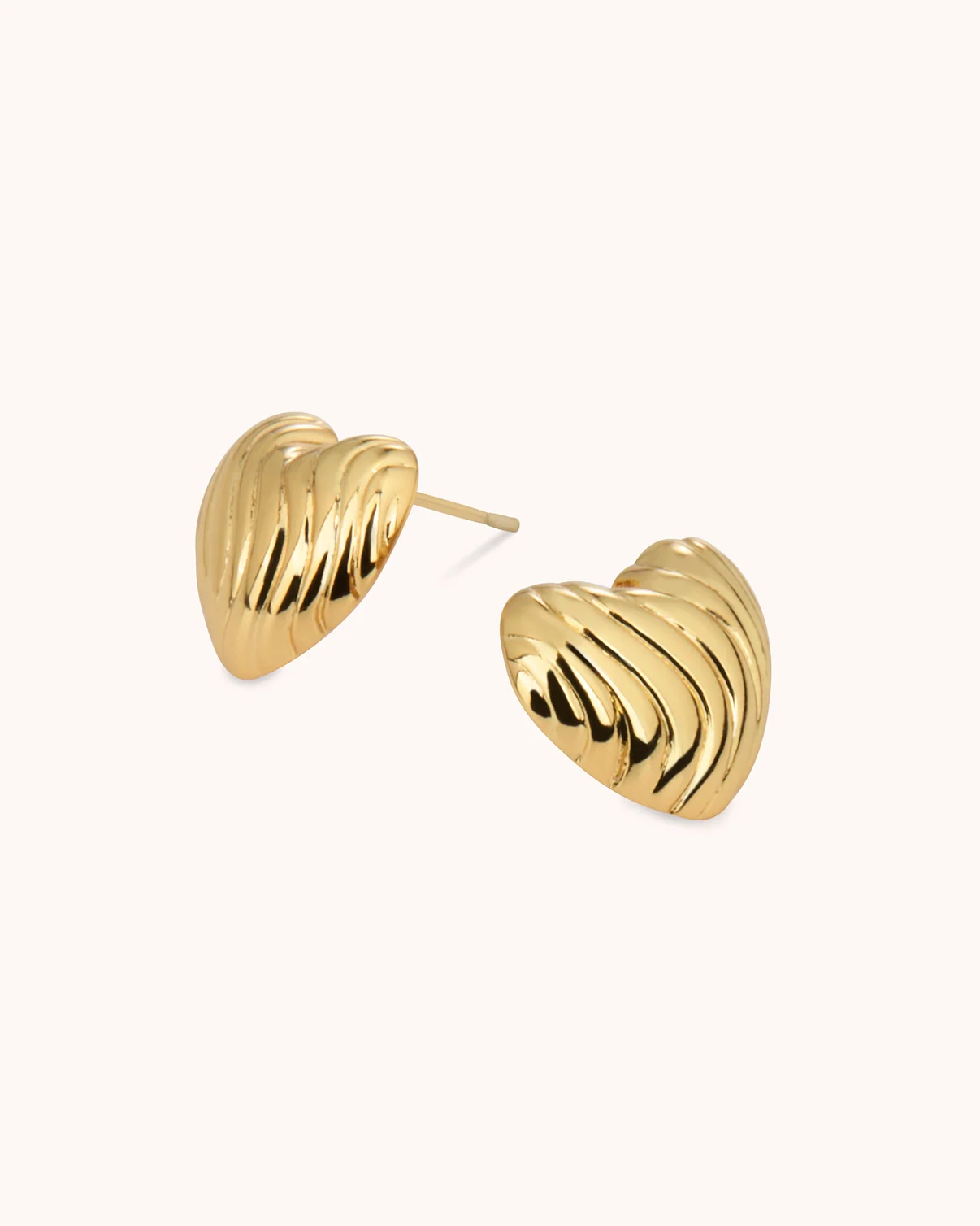 Puff Heart Stud Earrings in Gold - Image 3
