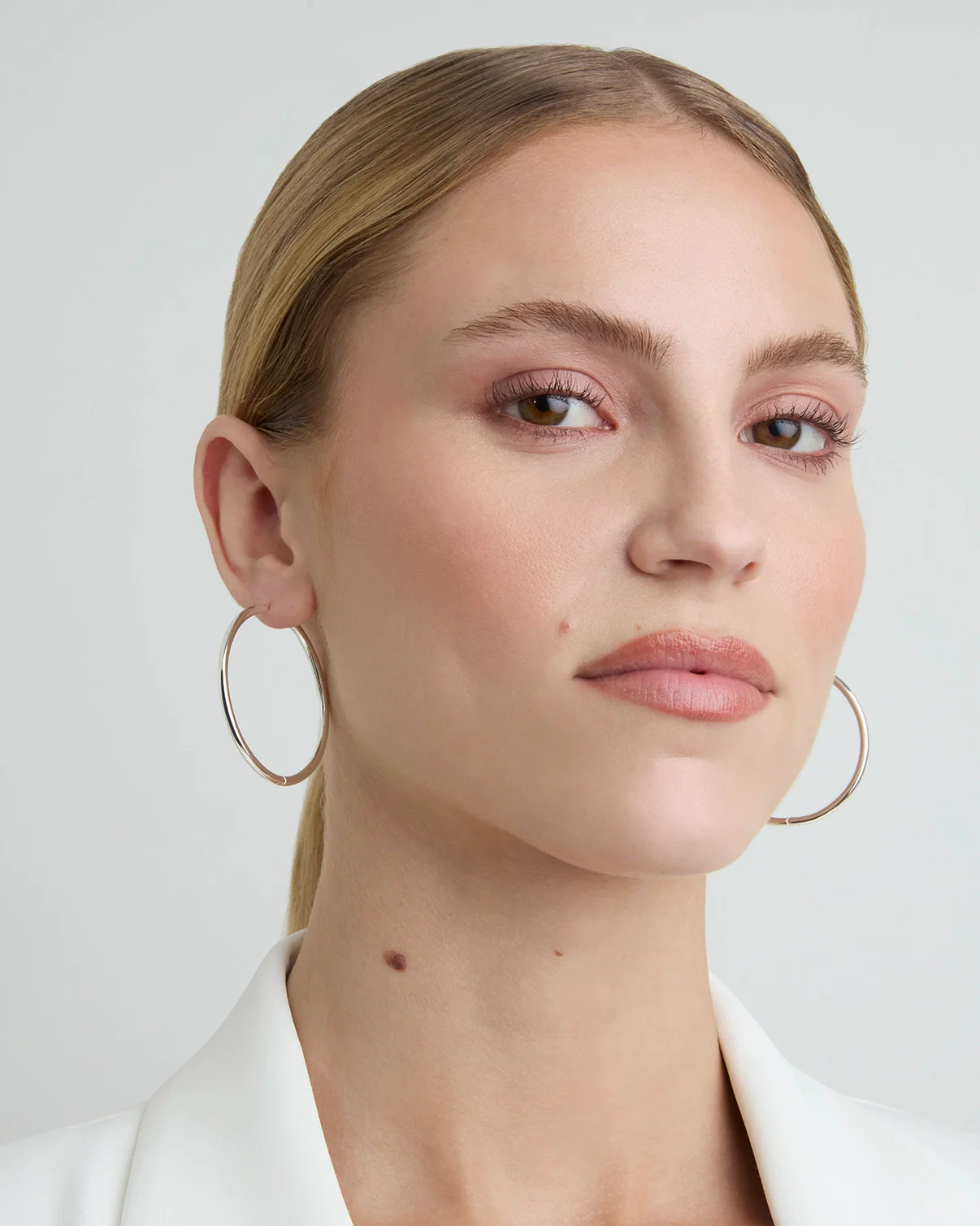 Thin Large Hoop Earrings in Silver