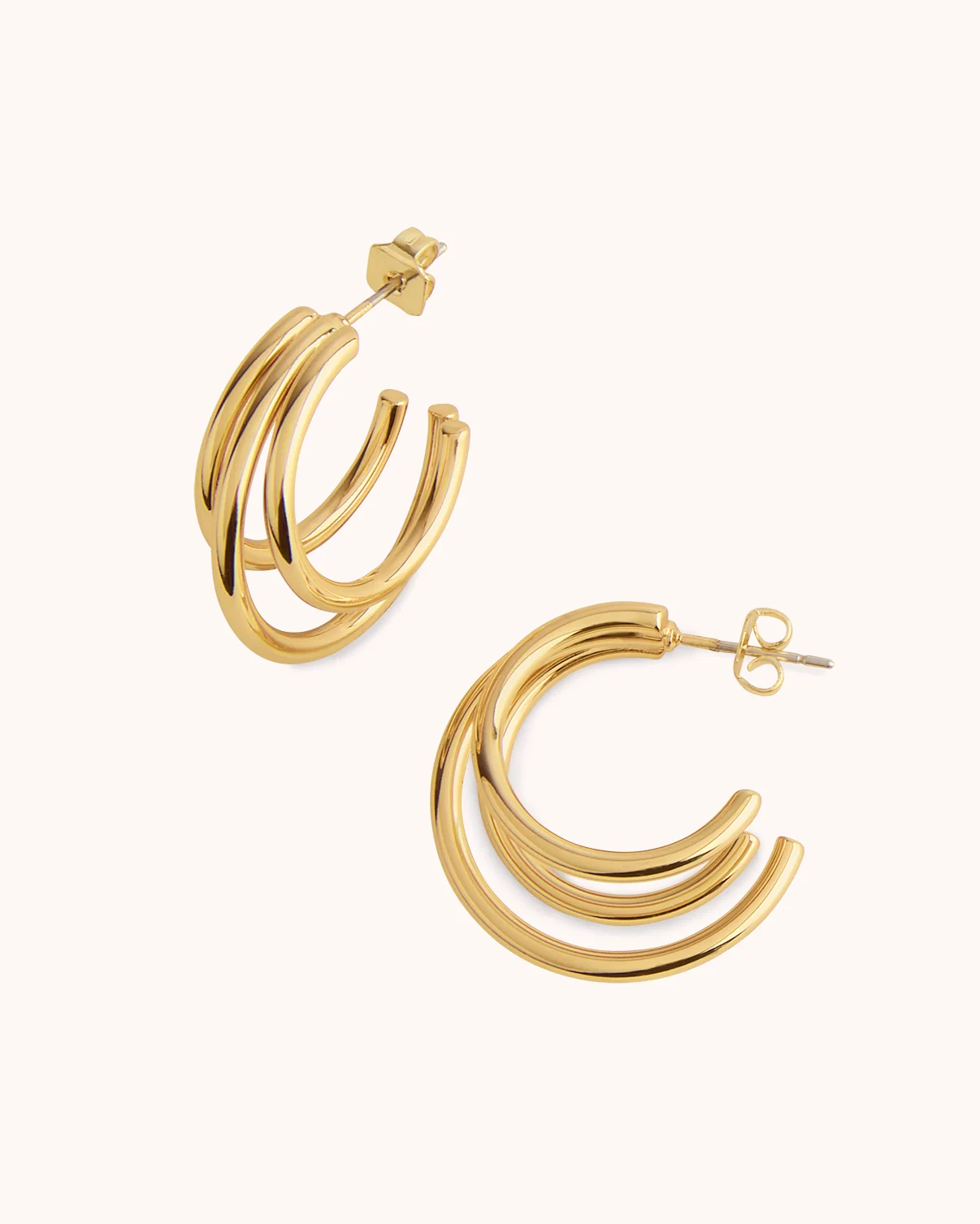 Open Double Hoop Earrings in Gold - Image 3