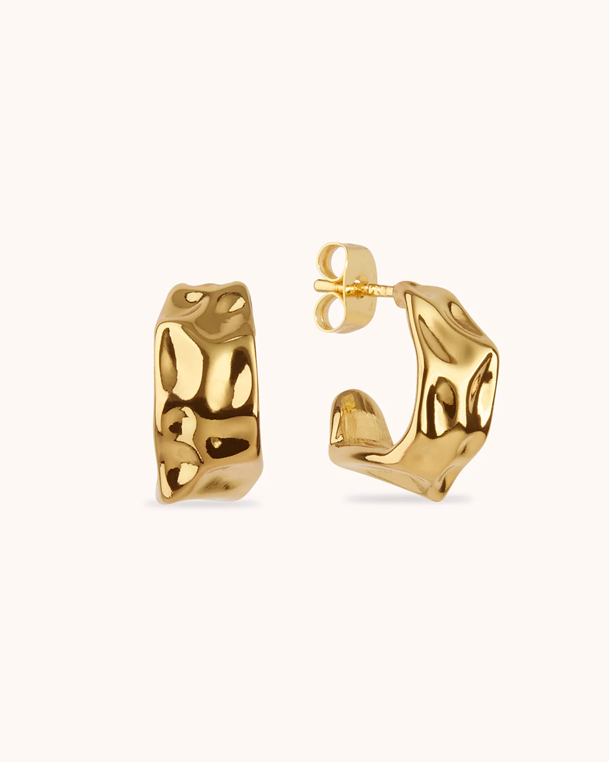 Tiny Molten Hoop Earrings in Gold