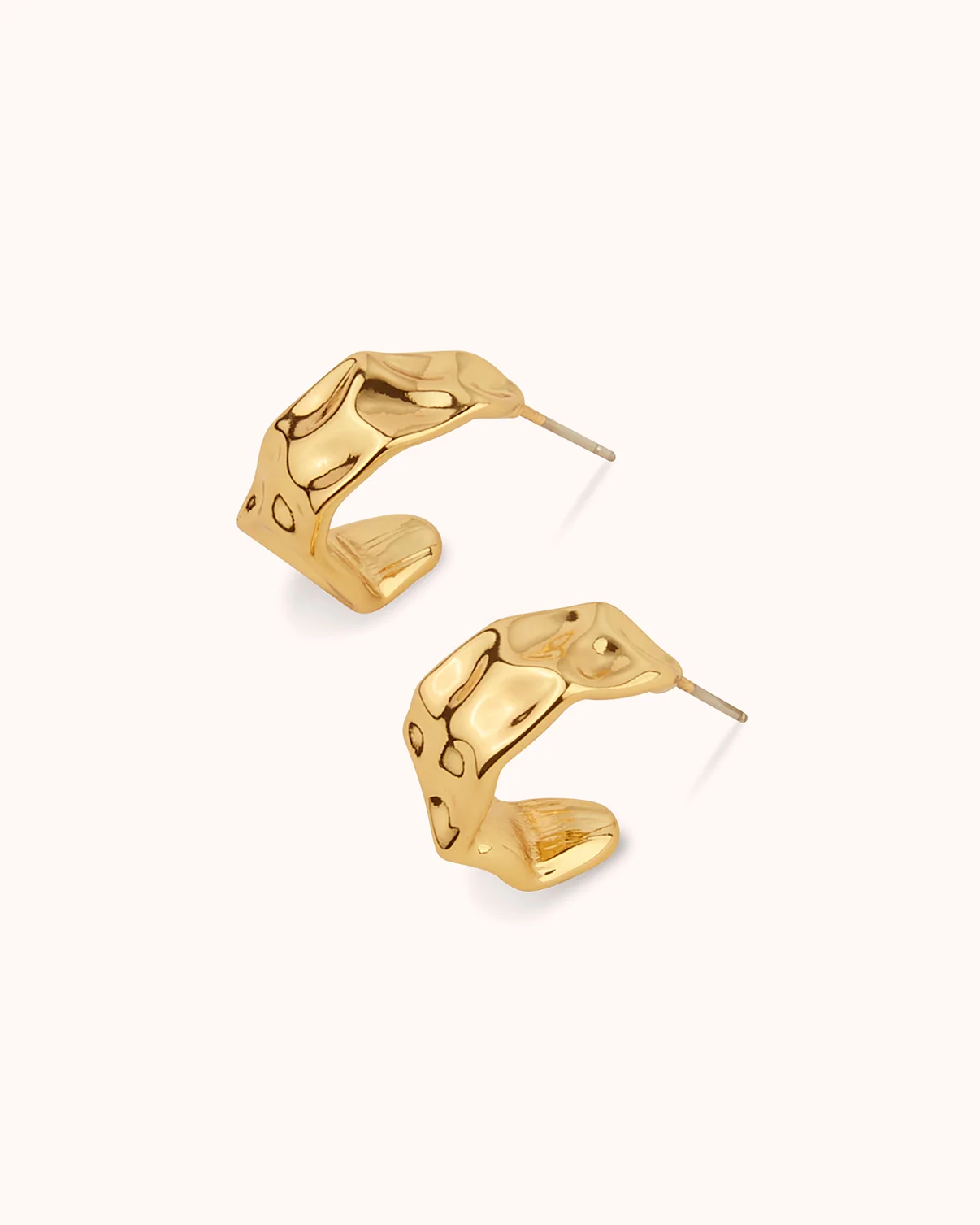 Tiny Molten Hoop Earrings in Gold - Image 3