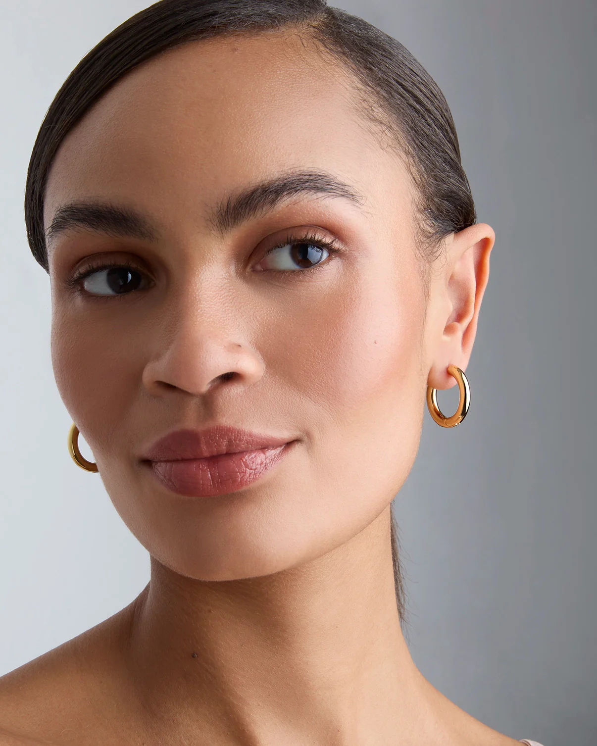 Large Thick Hoop Earrings in Gold