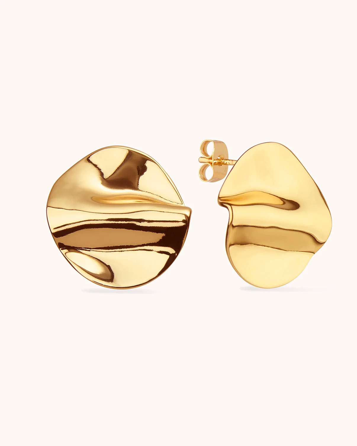 Molten Disc Statement Studs in Gold