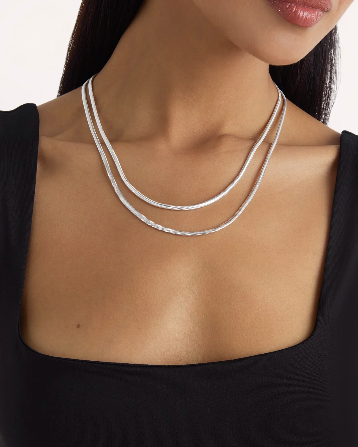 Double Snake Chain Necklace in Gold - Image 2