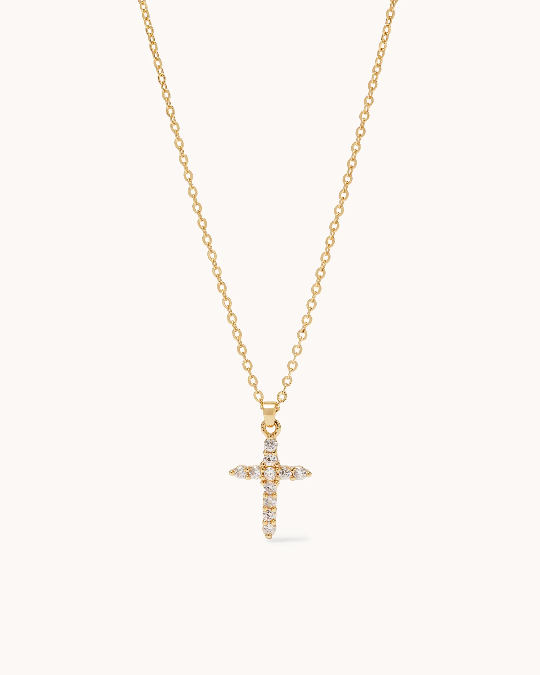 Cubic Zirconia Cross Pendant Necklace in Gold