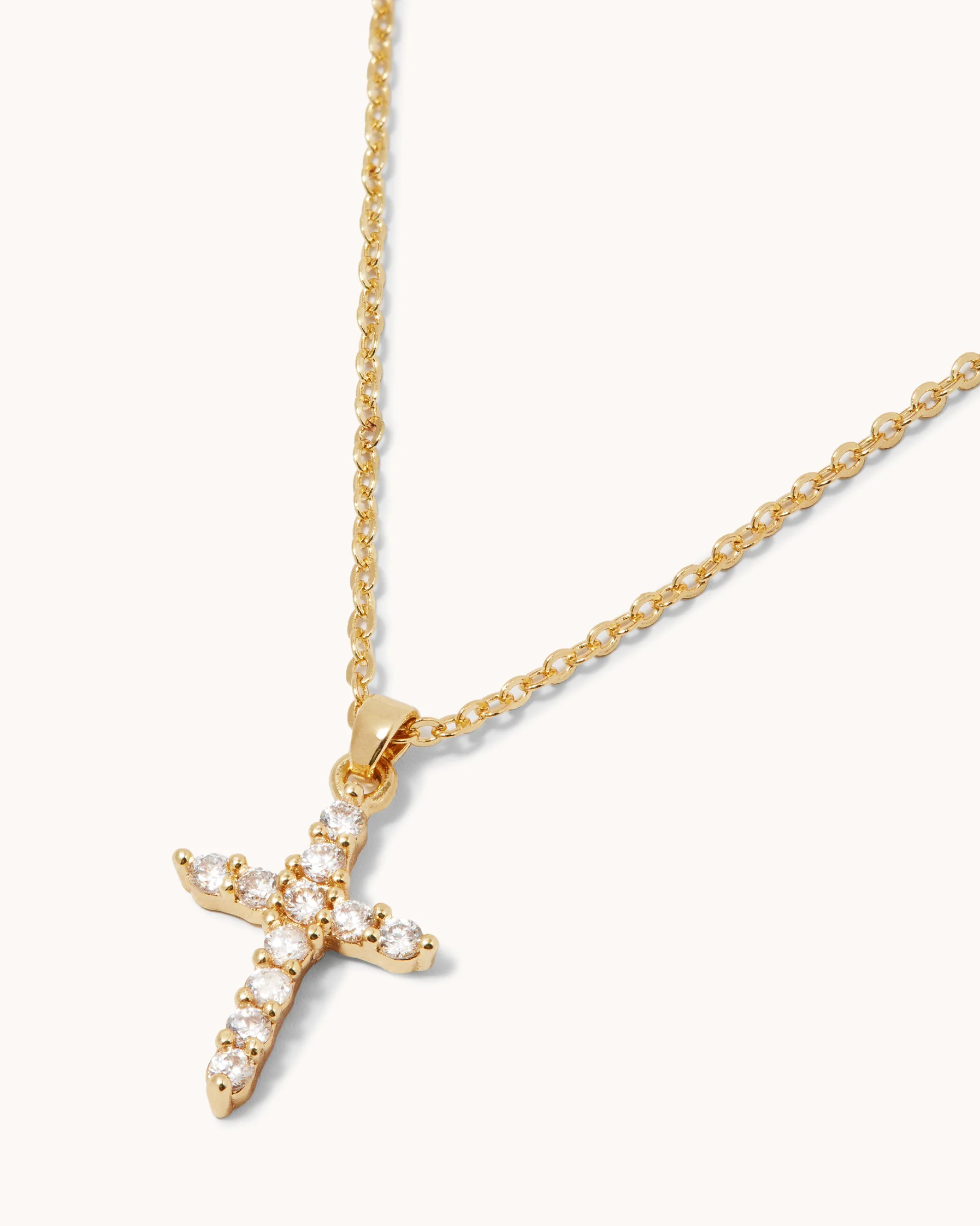 Cubic Zirconia Cross Pendant Necklace in Gold - Image 2