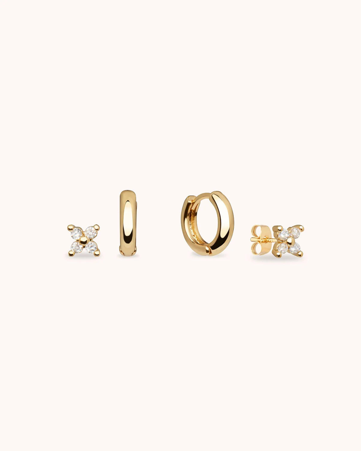 Studs and Small Hoops Set in Gold