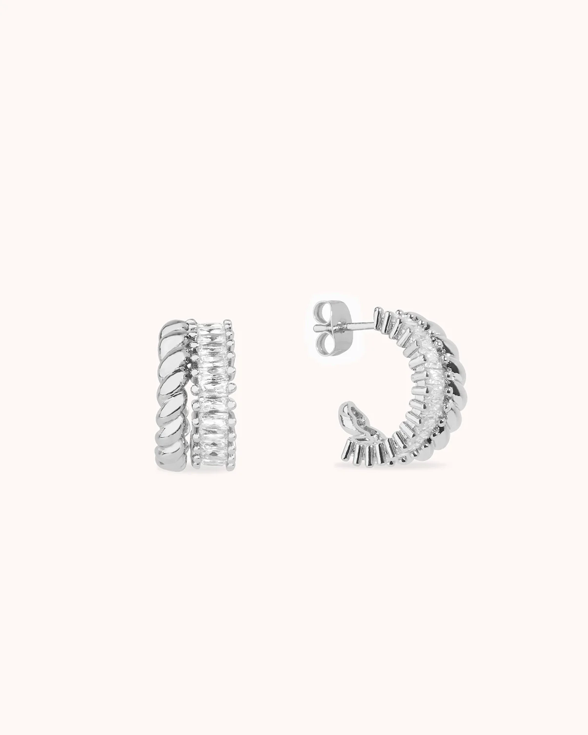 Double Bar Stud Earrings in Silver