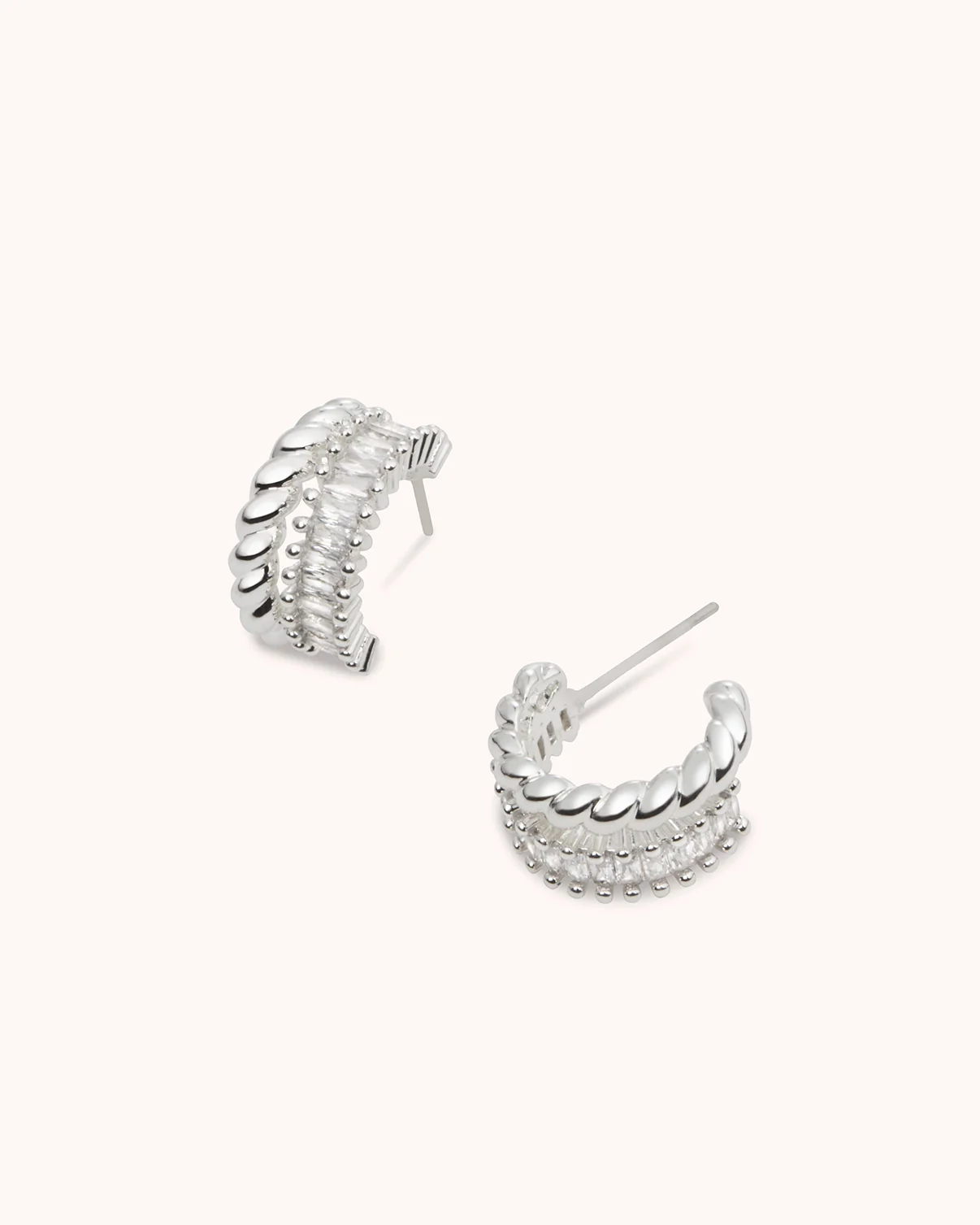 Double Bar Stud Earrings in Silver - Image 3