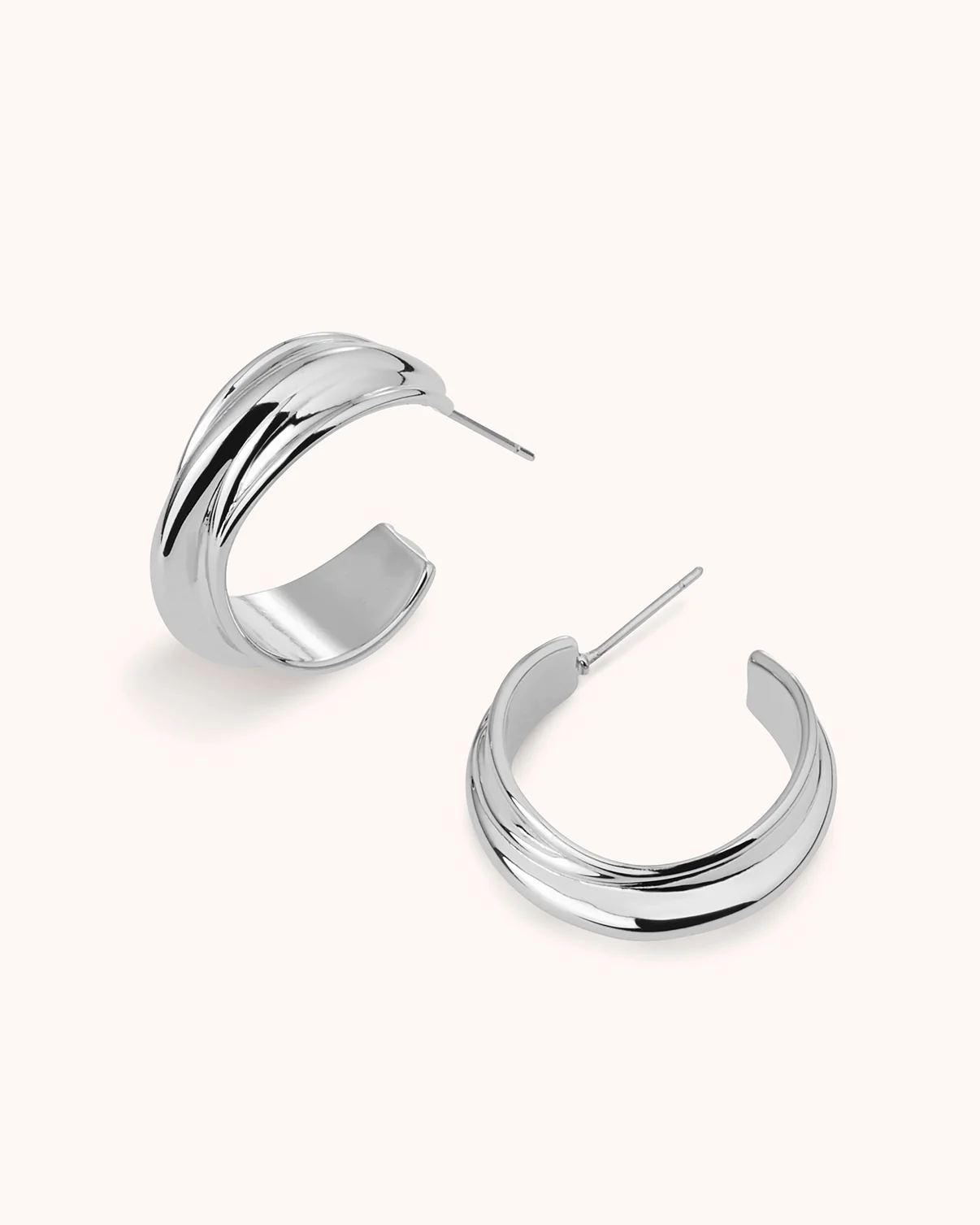 Wrapped Hoop Earrings in Silver - Image 3