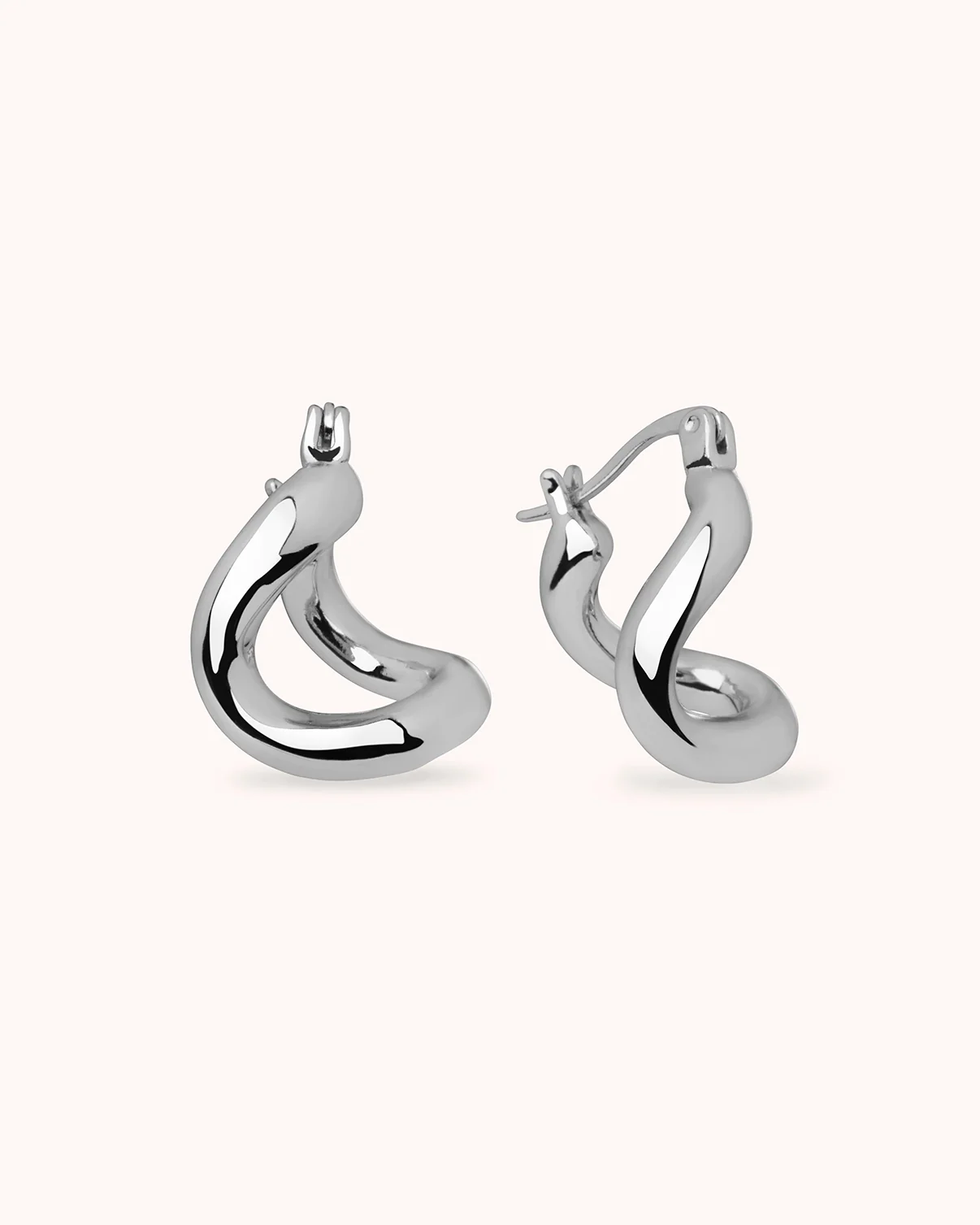Twisted Clicker Hoops in Silver