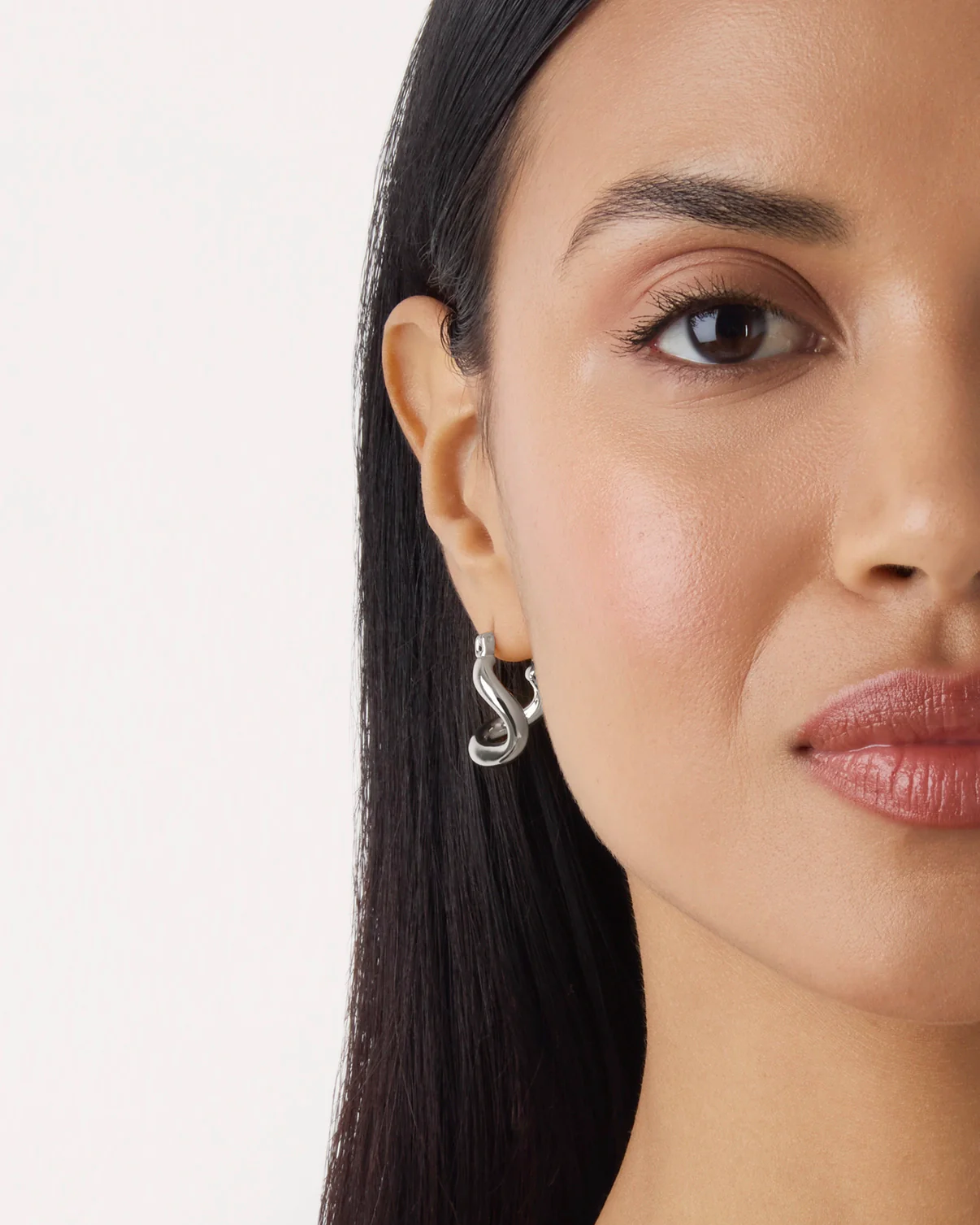 Twisted Clicker Hoops in Silver - Image 2