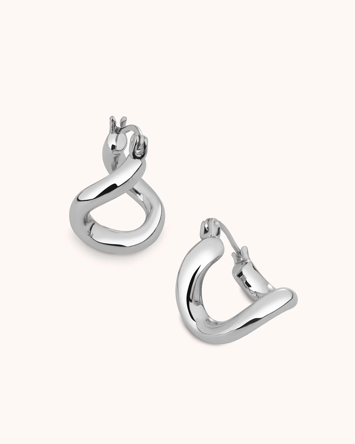 Twisted Clicker Hoops in Silver - Image 3