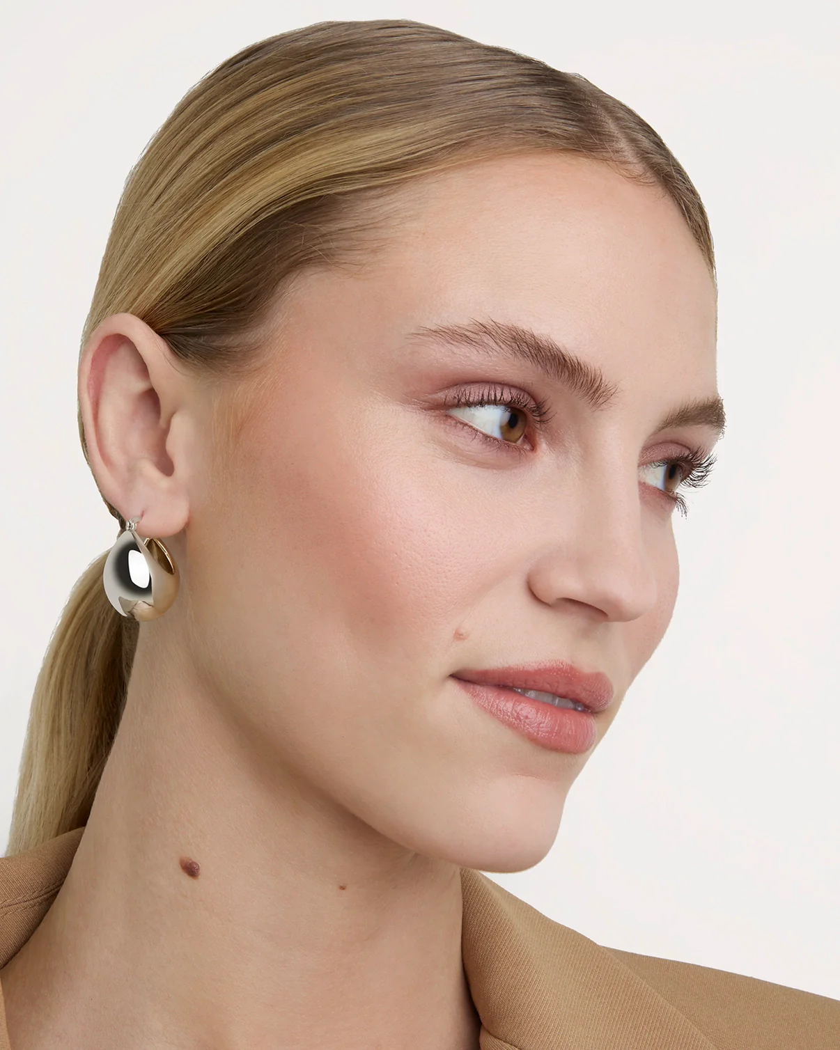 Chunky Clicker Hoops in Gold in Silver - Image 2