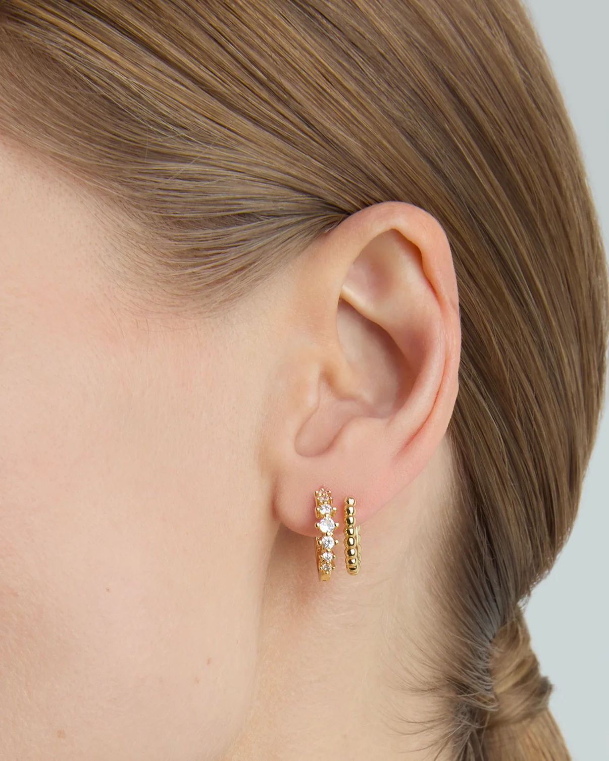 Wrap Cubic Zirconia Ball Hoops in Gold