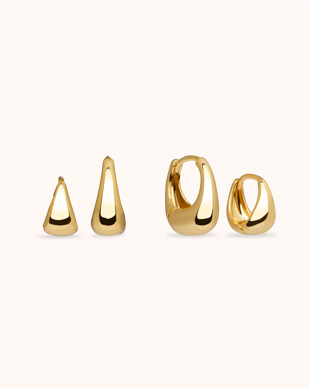 2-Pack Oval Seamless Hoops in Gold
