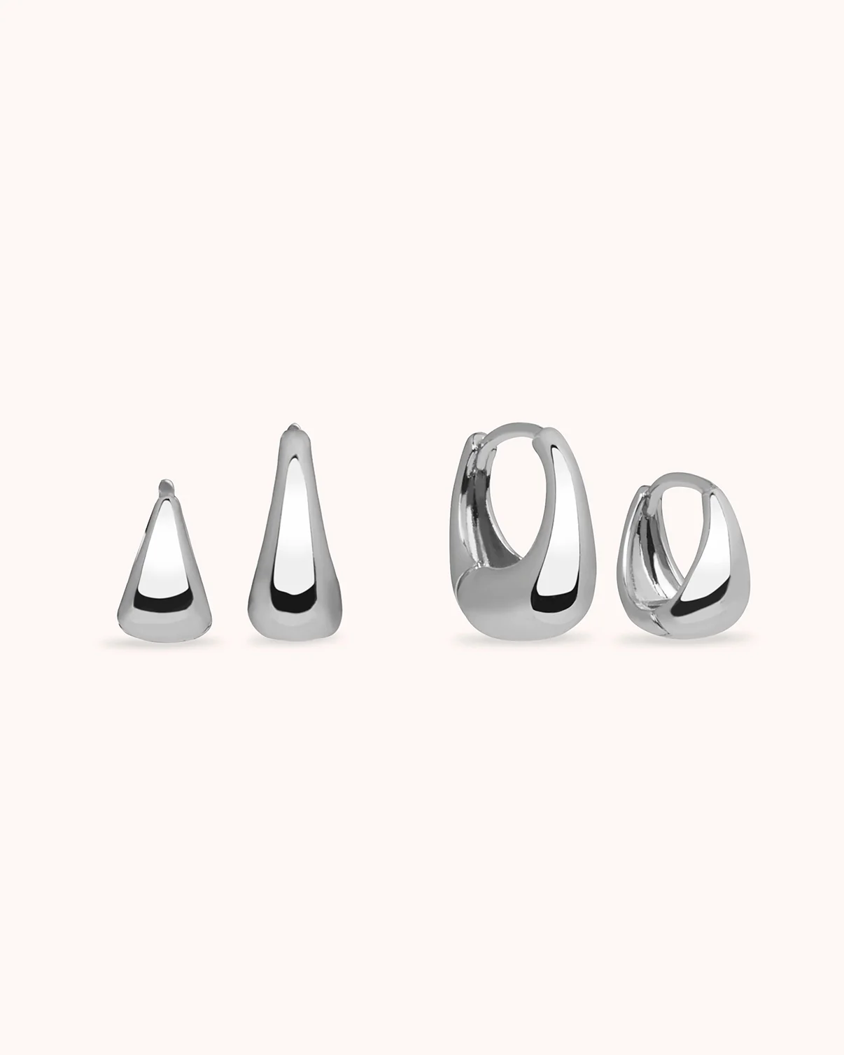 Oval Seamless Huggie Hoop Earrings in Silver