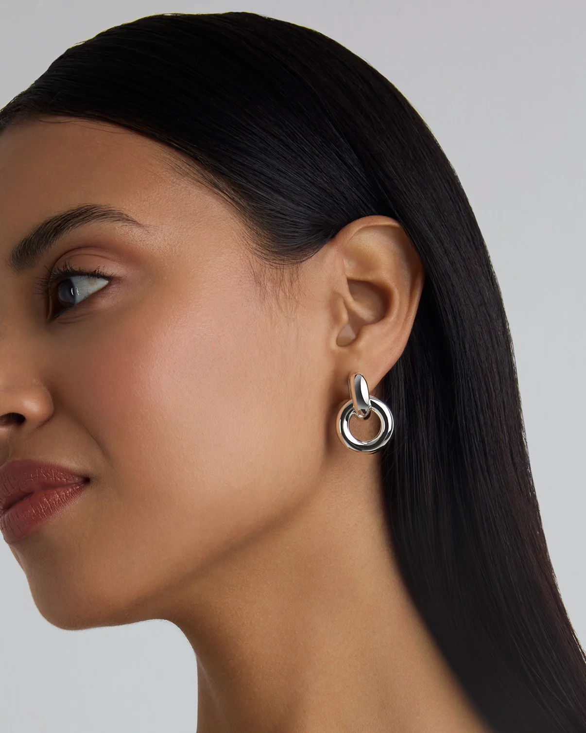 Circle Earrings in Silver - Image 2