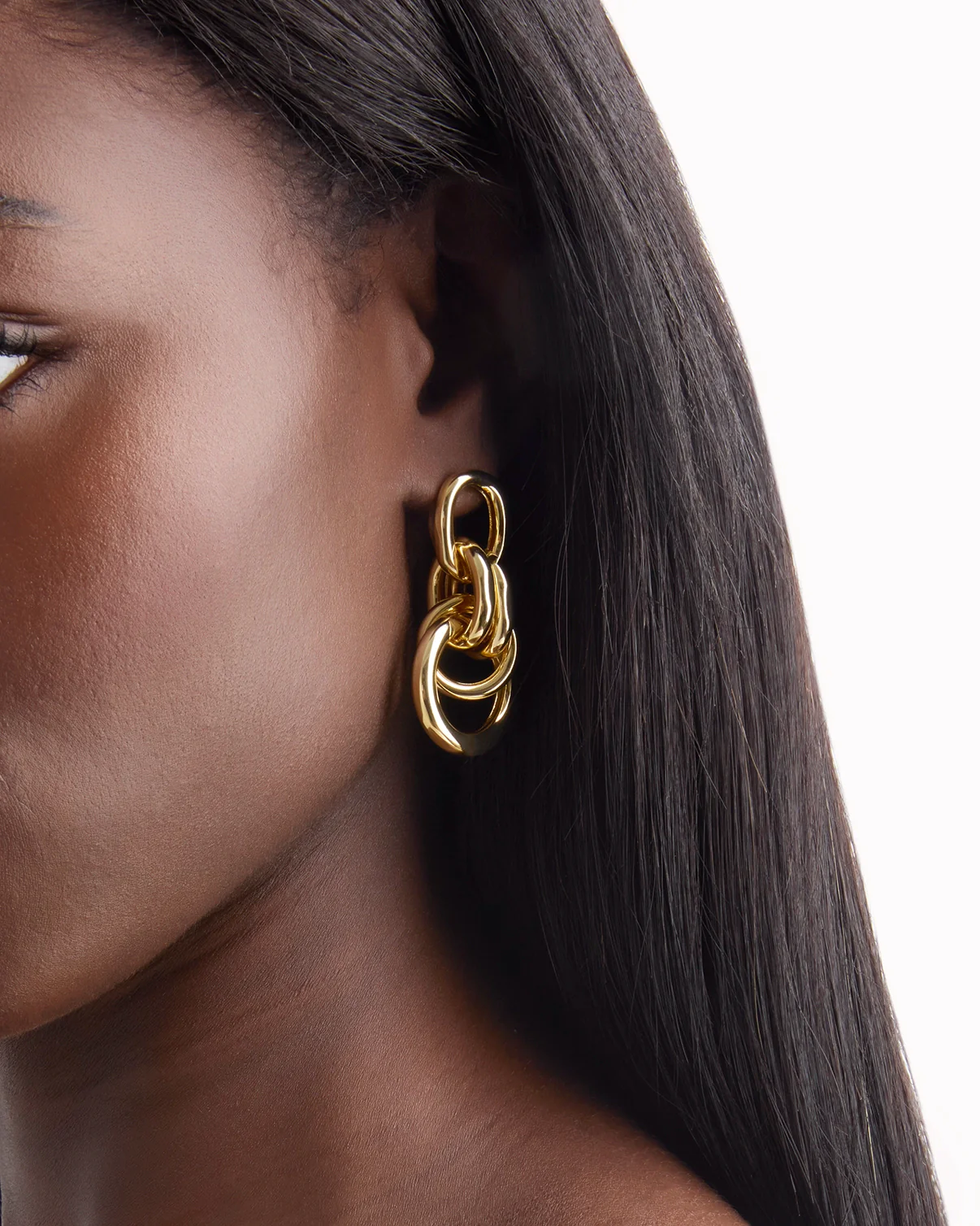 Twisted Circle Drop Earrings in Gold - Image 2
