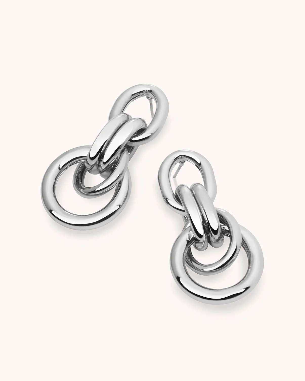 Twisted Circle Drop Earrings in Silver - Image 3