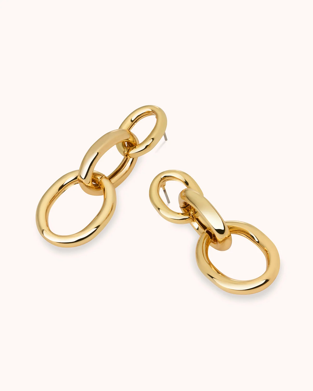 Circles Chain Drop Earrings in Gold - Image 4