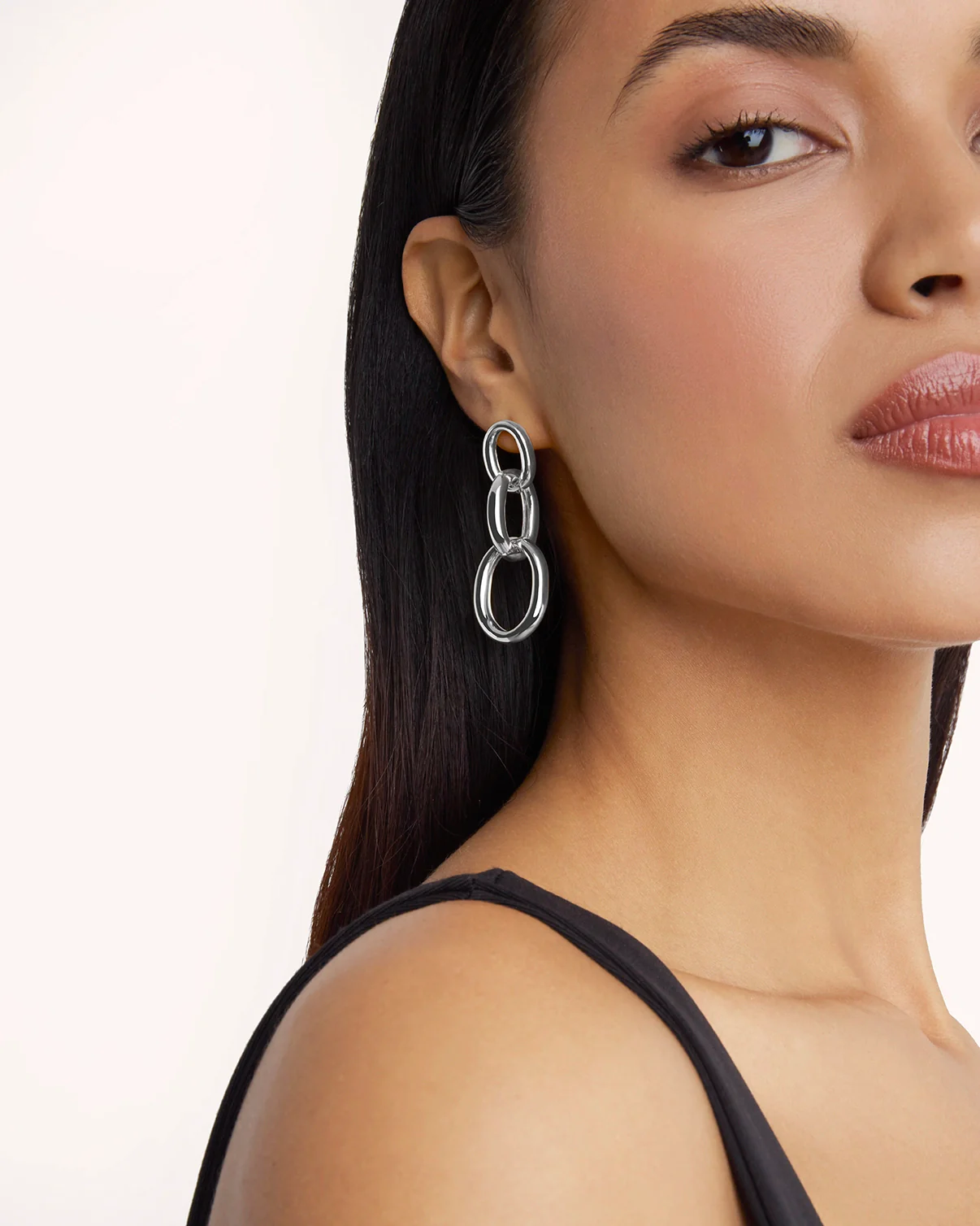 Chain Drop Earrings in Silver - Image 2