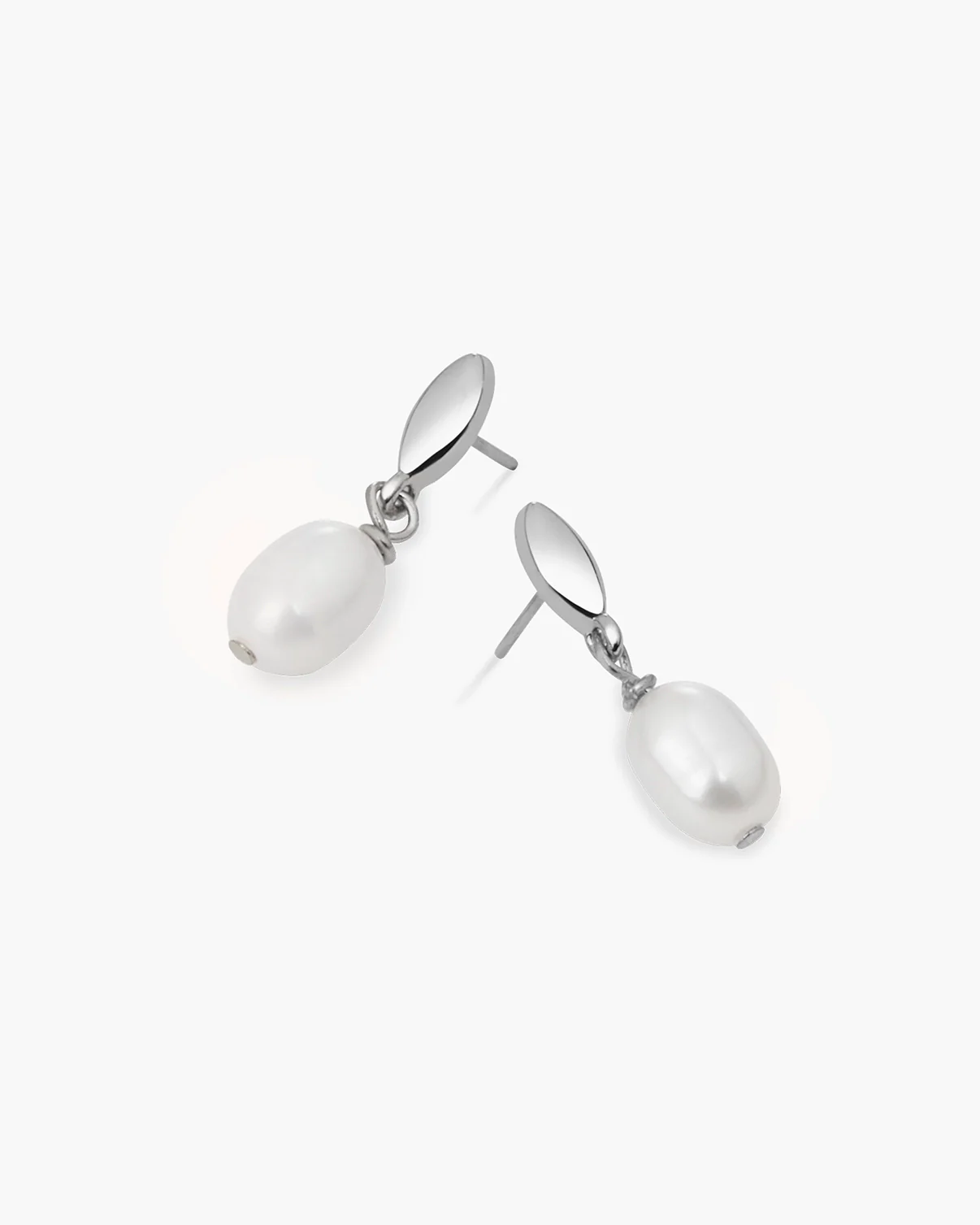 Pearl Drop Earrings in Silver - Image 3