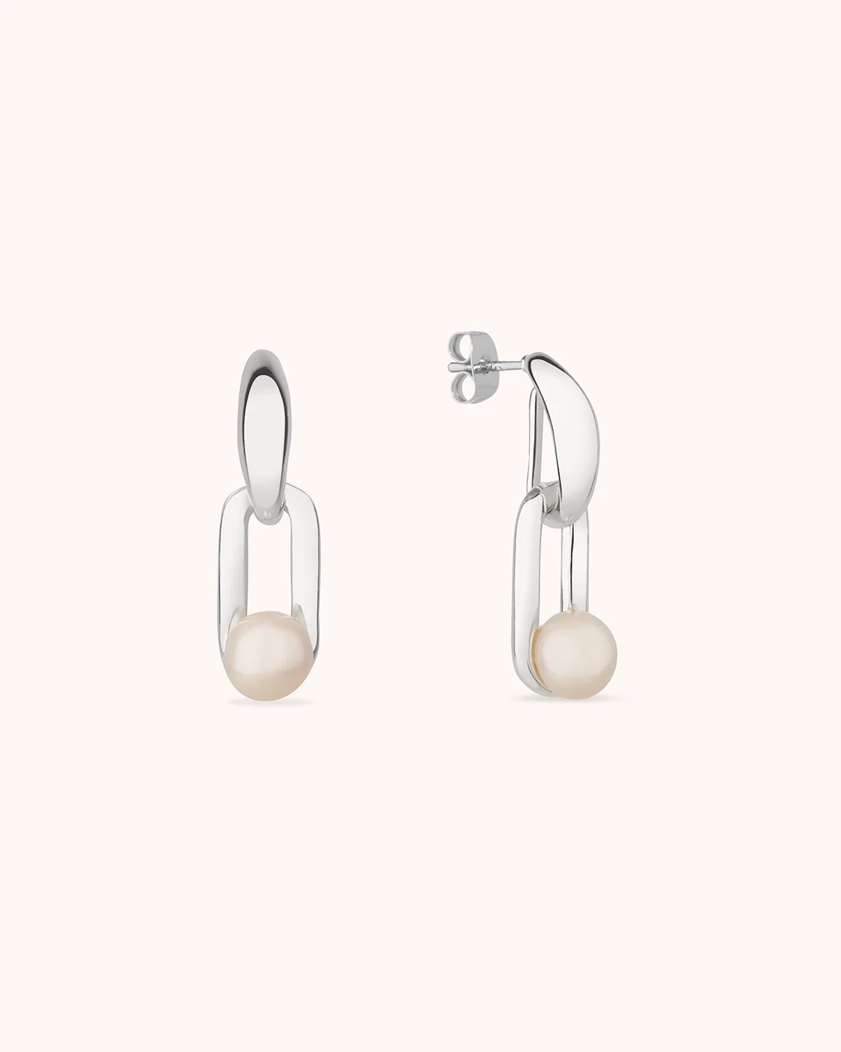 Pearl Linked Drop Earrings in Silver