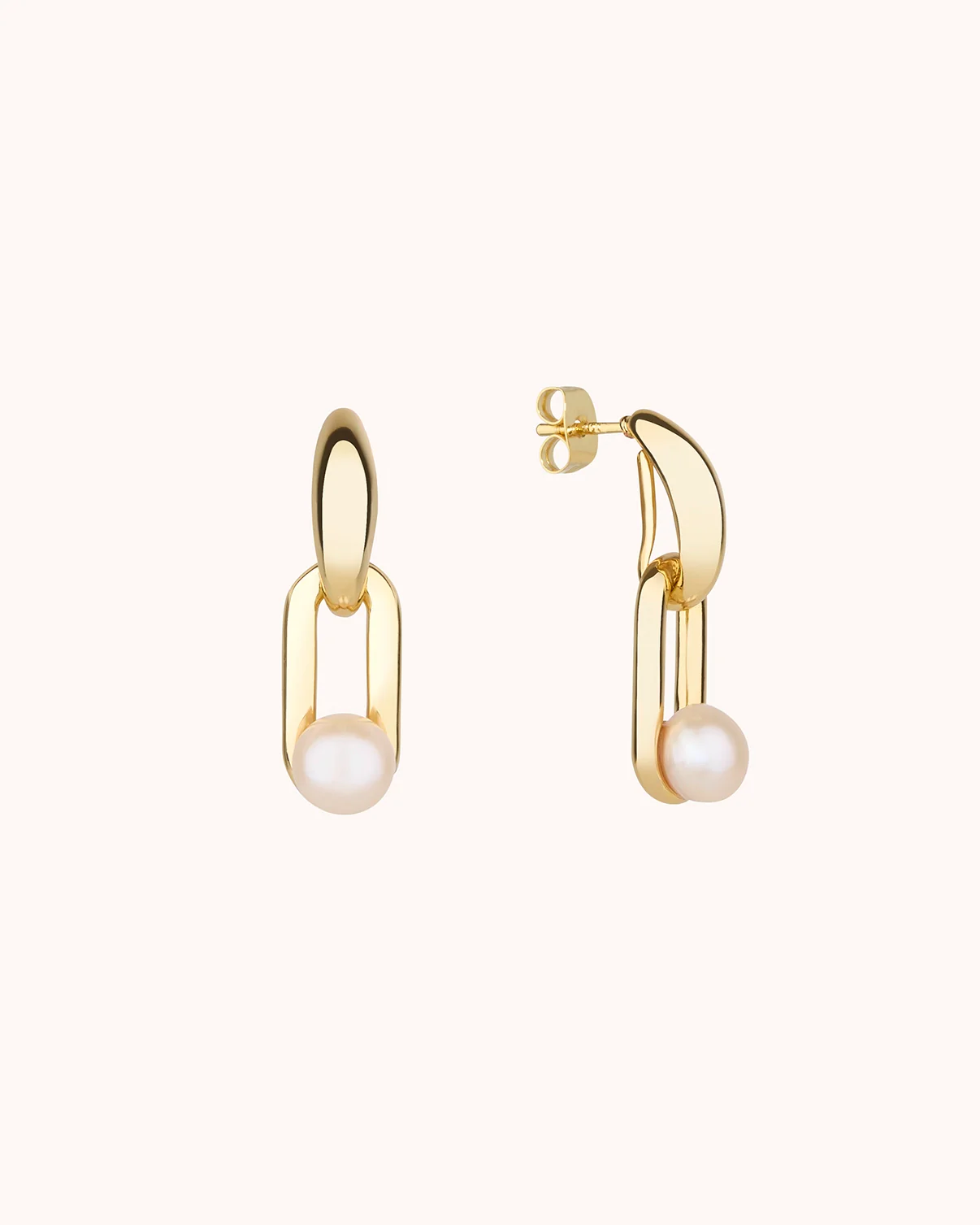 Pearl Linked Drop Earrings in Gold