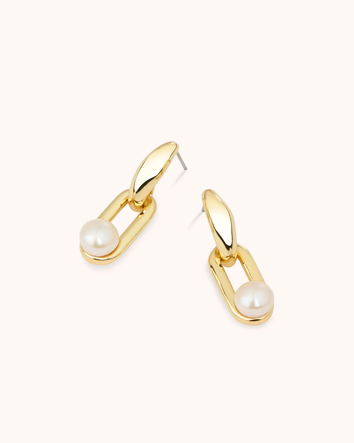 Pearl Linked Drop Earrings in Gold - Image 3
