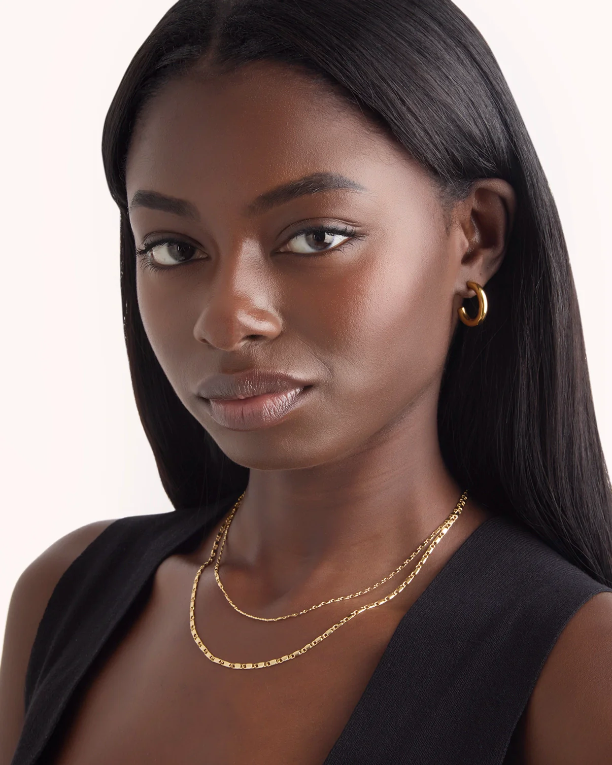 Double Layered Mariner Chain Necklace in Gold - Image 2