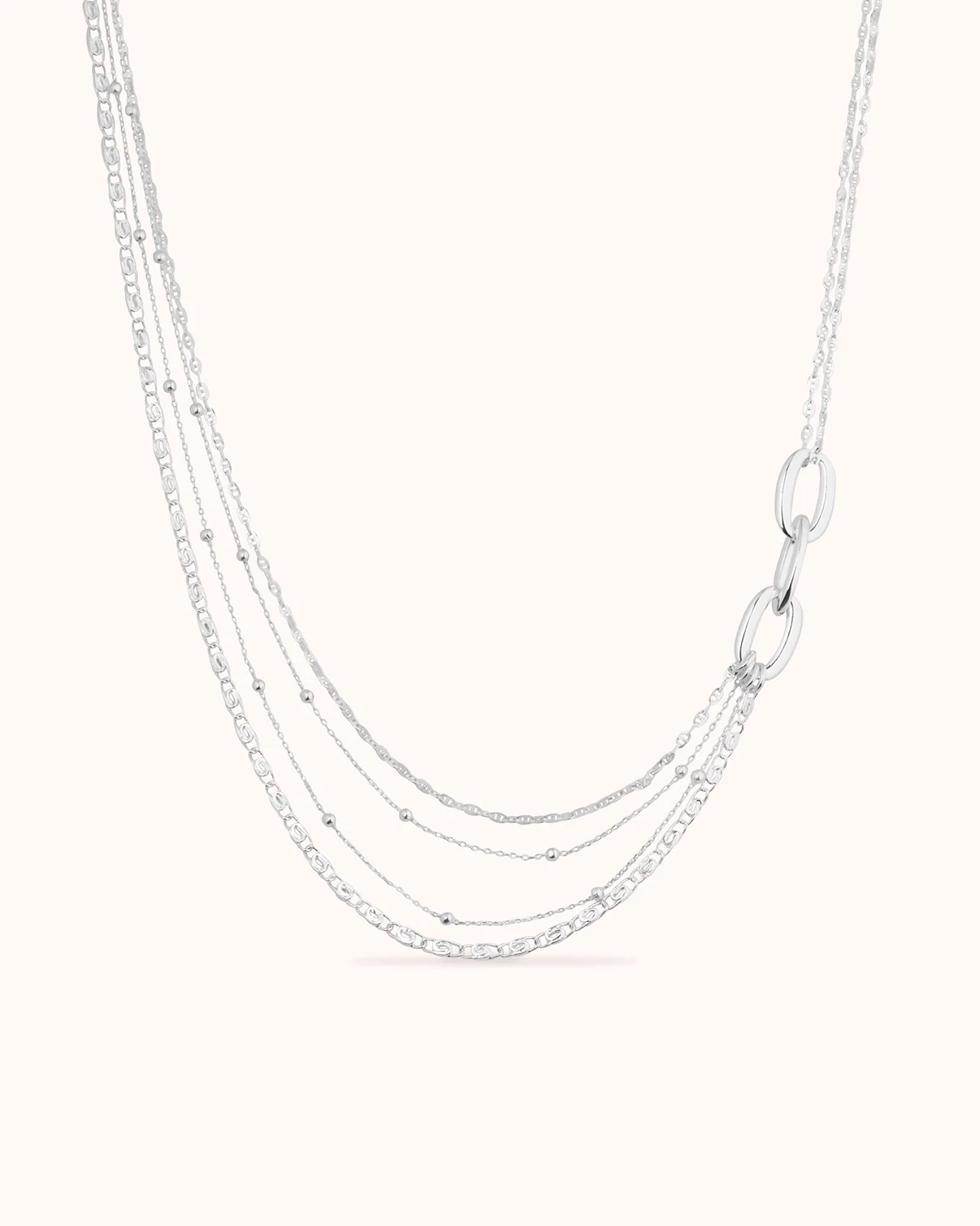 Four Layer Ball Chain Necklace in Silver