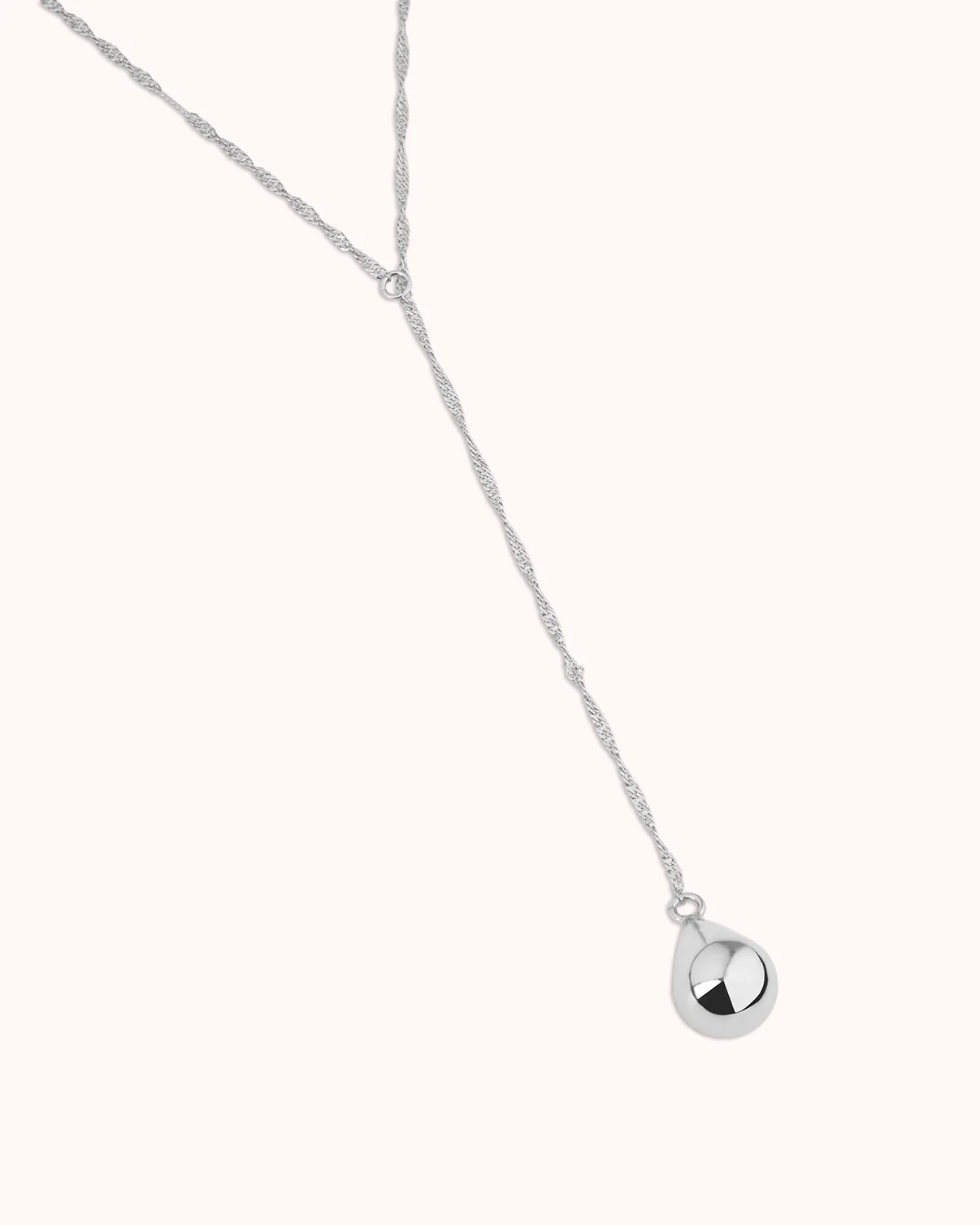 Triple Layered Ball Detail Lariat Necklace in Silver - Image 3