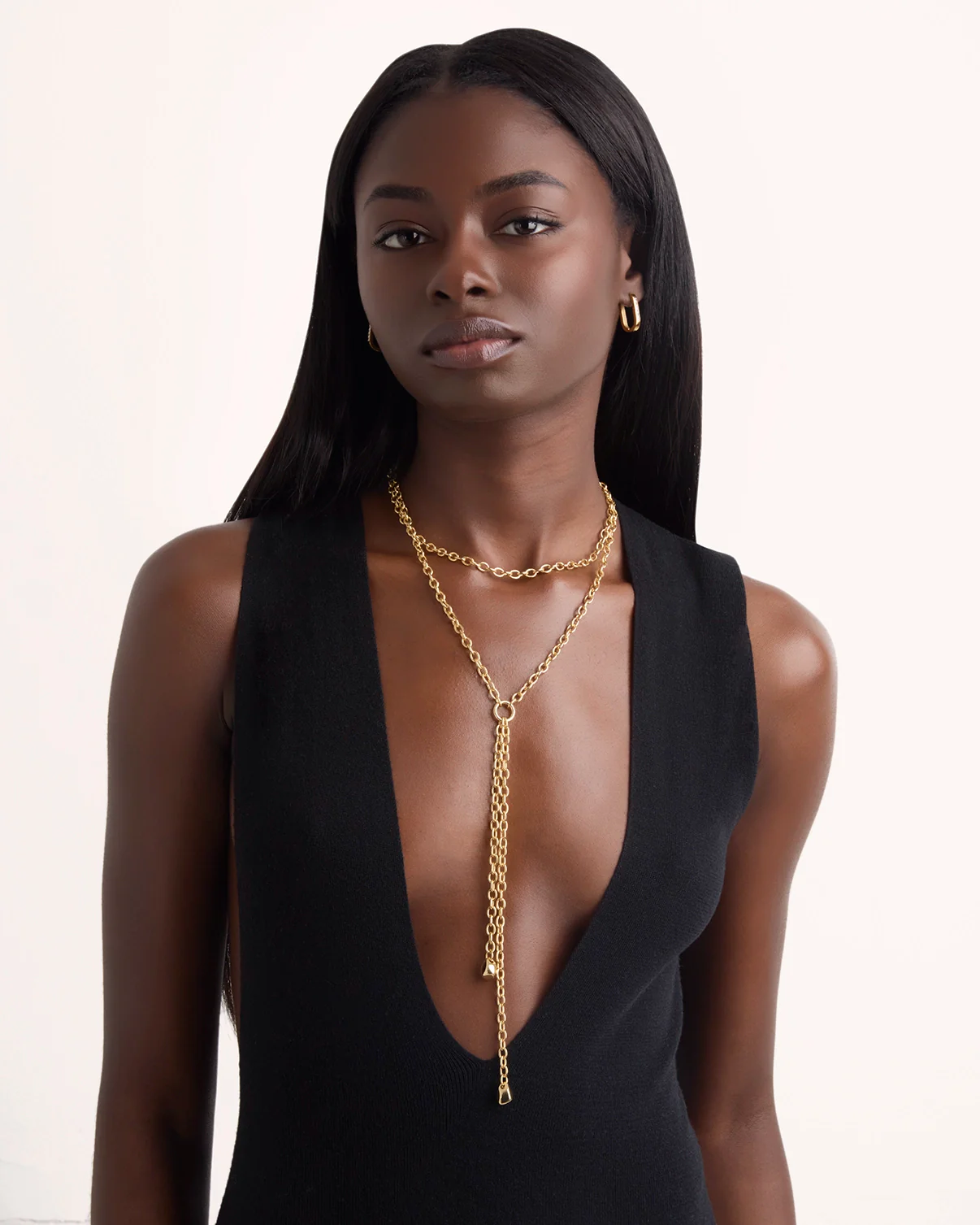 Wrap Chain Lariat Necklace in Gold - Image 2