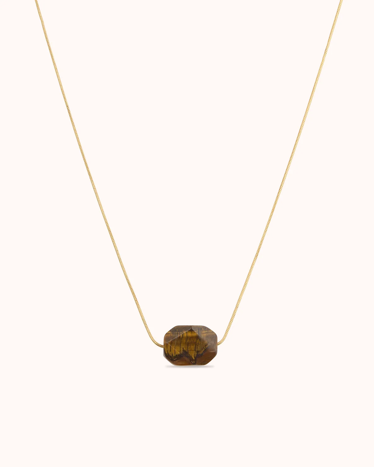 Tiger's Eye Pendant Chain Necklace in Gold
