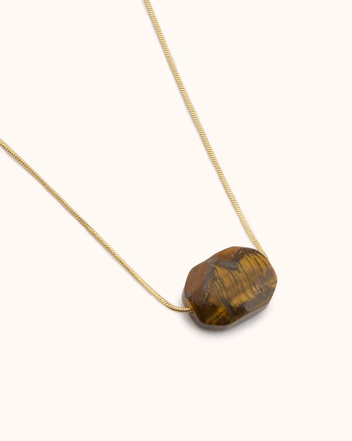 Tiger's Eye Pendant Chain Necklace in Gold - Image 3