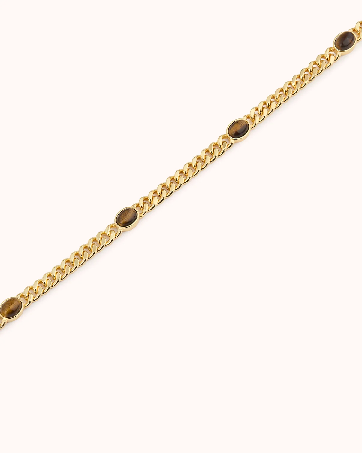 Tiger's Eye Station Chain Necklace in Gold - Image 3