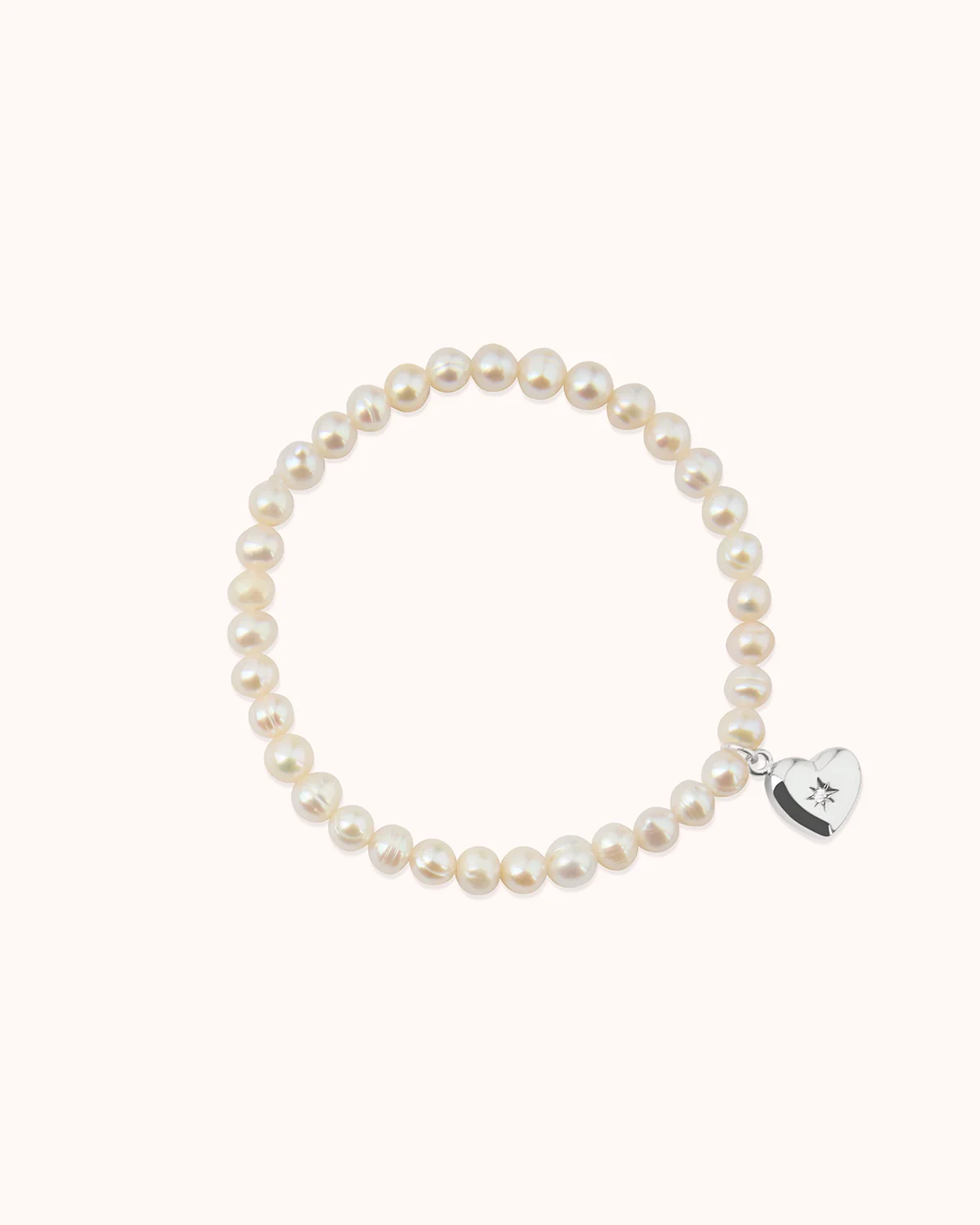 Pearl Heart Pendant Bracelet in Silver