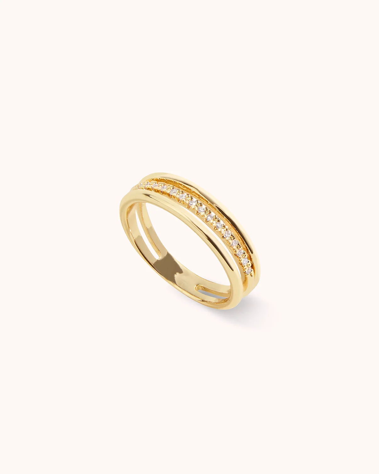 Triple Row Crystal Ring in Gold - Image 3