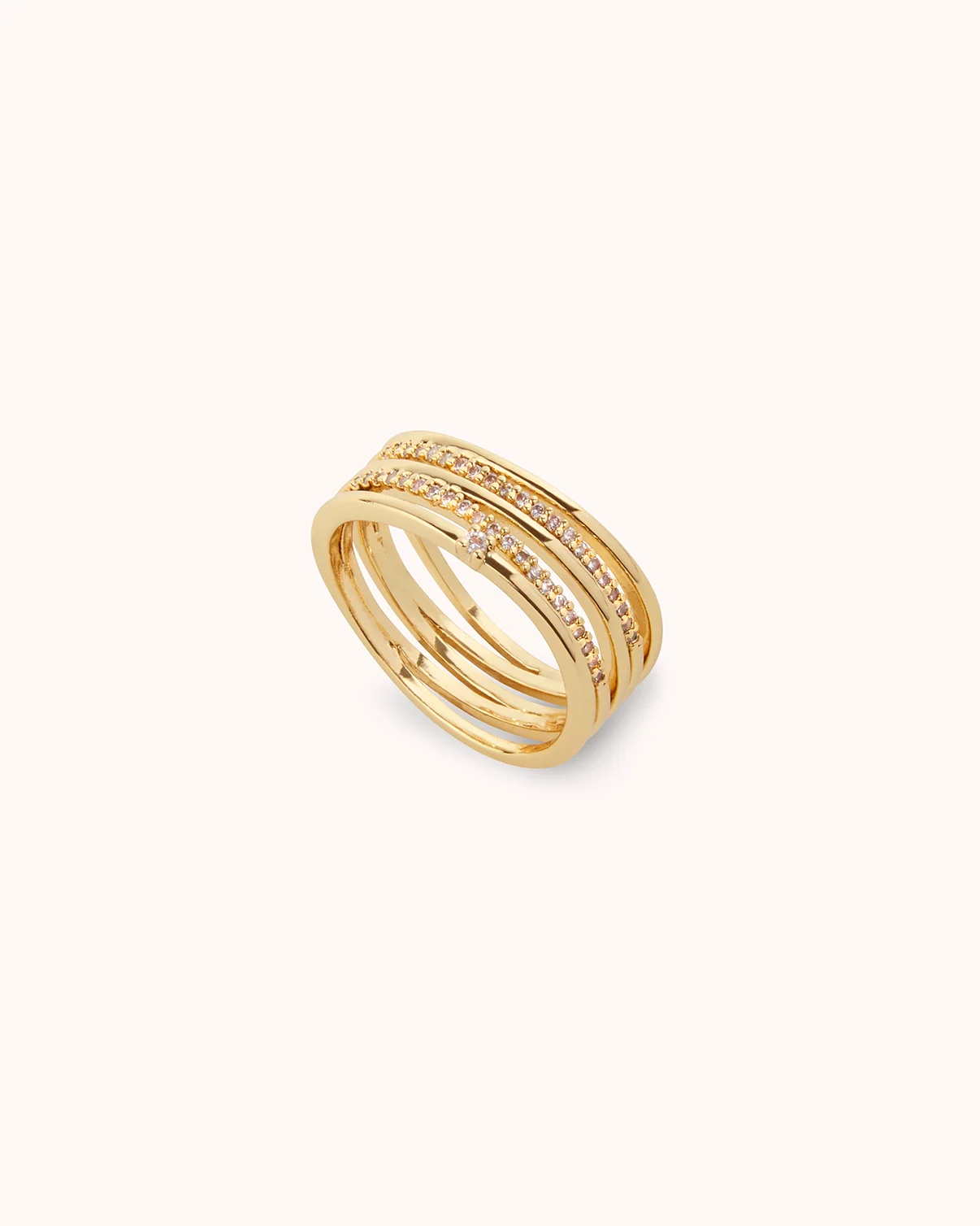 Twisted Cubic Zirconia Ring in Gold - Image 3