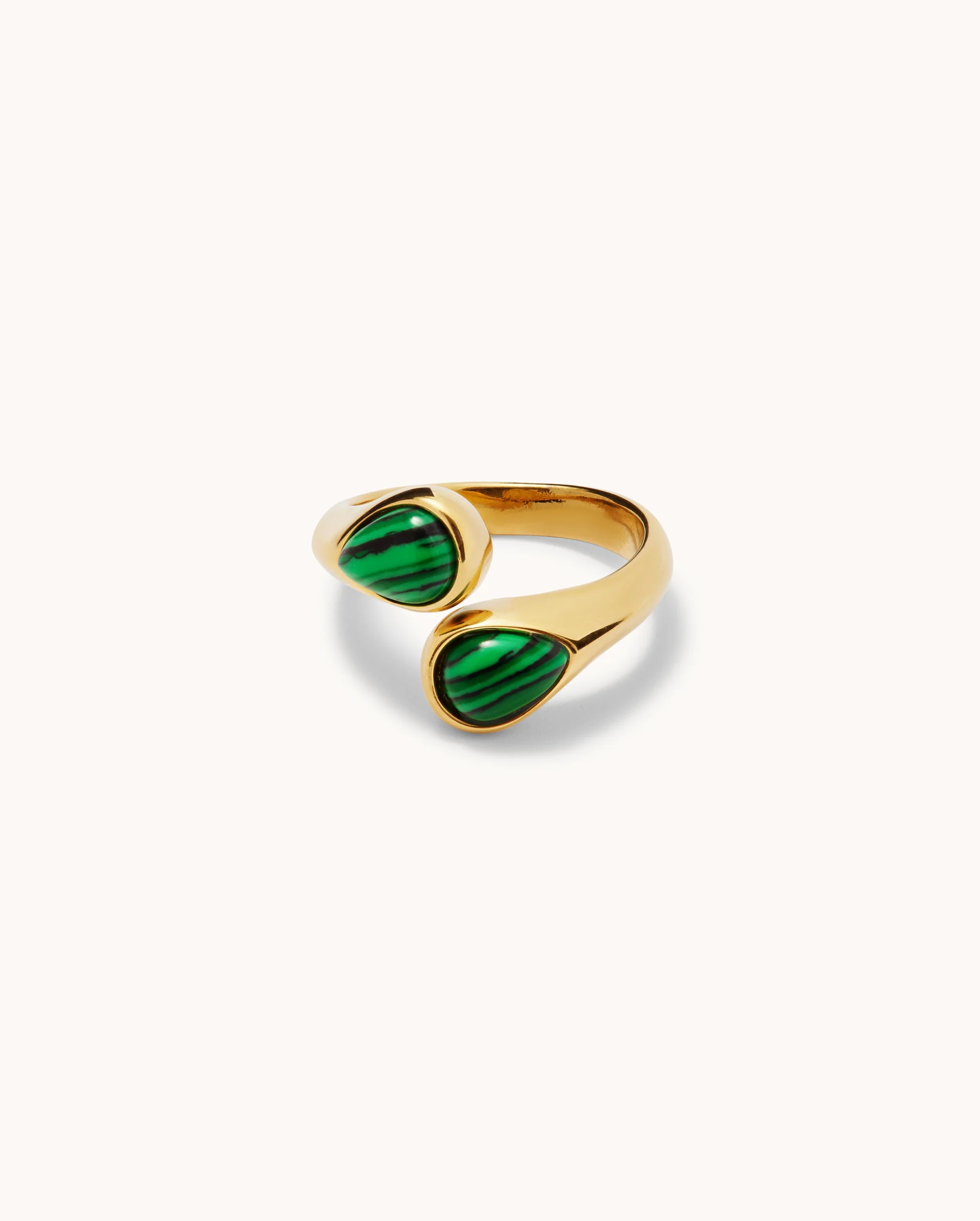 Waterproof Double Semi-Precious Wrap Ring in Gold