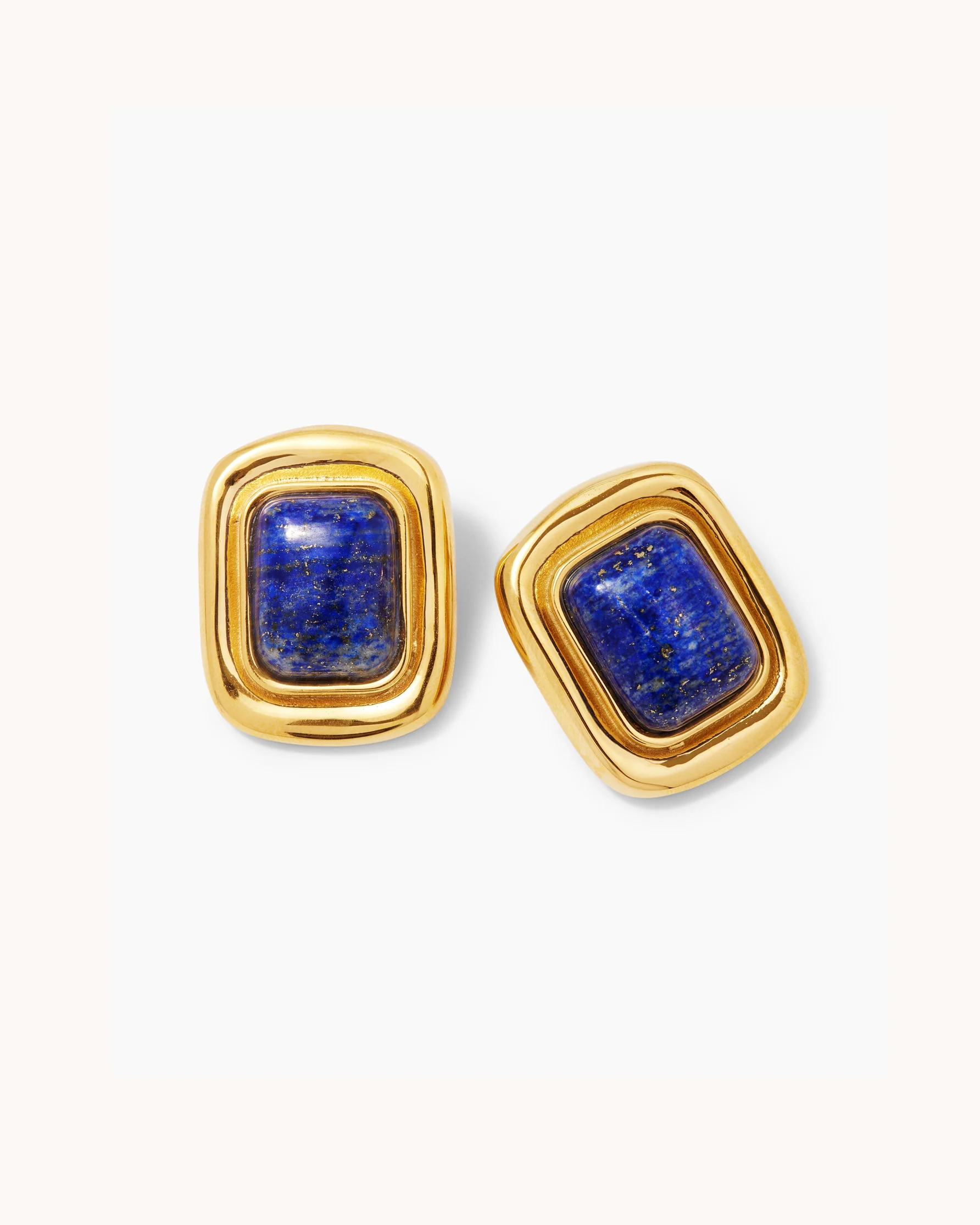 Blue Statement Stud Earrings in Gold - Image 4