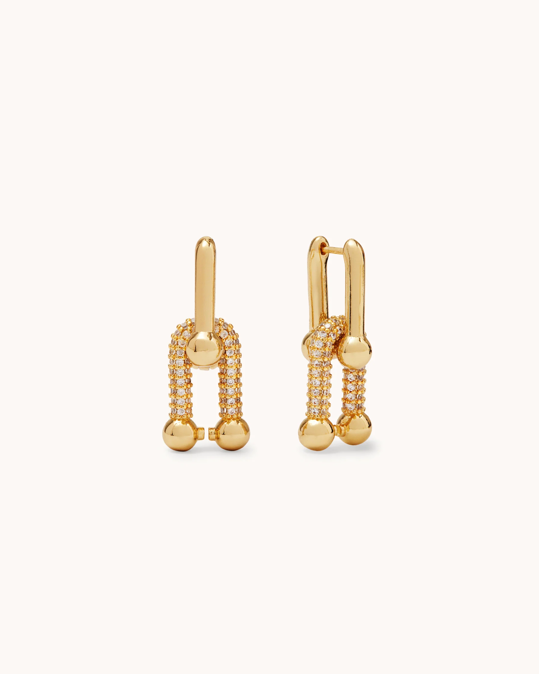 Pavé Double Huggies in Gold