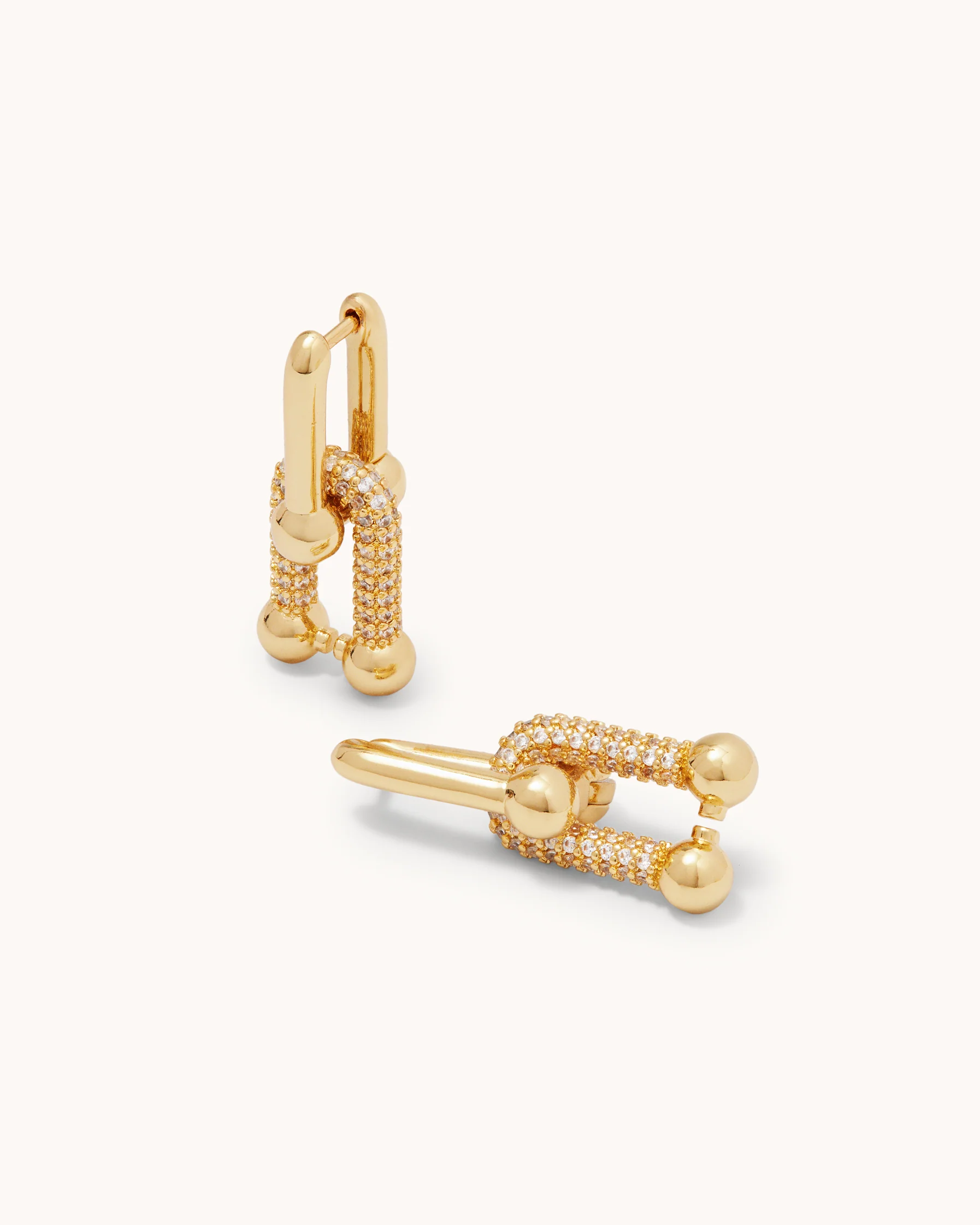 Pavé Double Huggies in Gold - Image 2