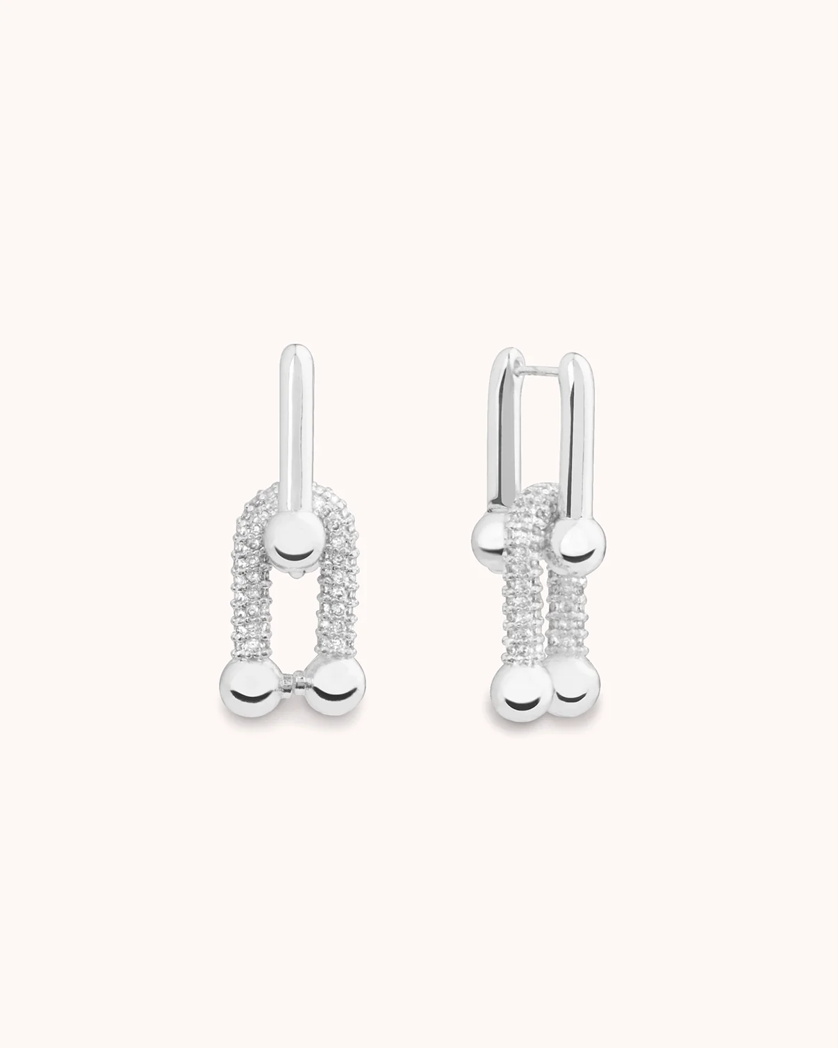 Pavé Double Huggies in Silver