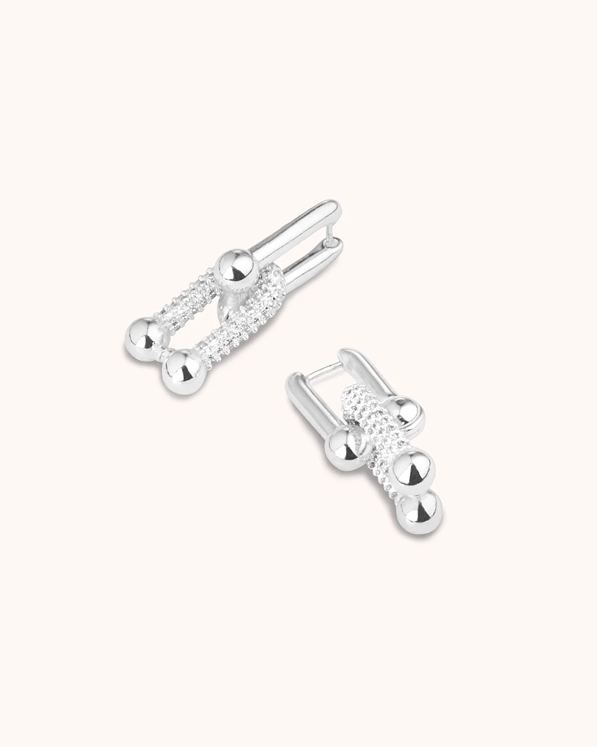 Pavé Double Huggies in Silver - Image 2