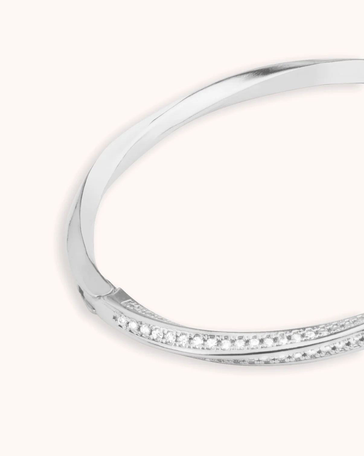 Twisted Cubic Zirconia Pavé Bangle in Silver - Image 2